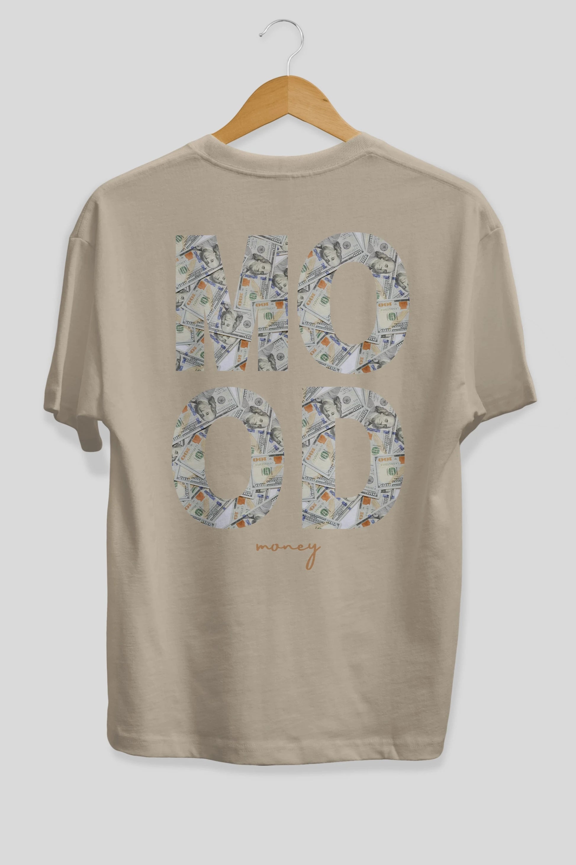 Mood Money Yazılı Arka Baskılı Oversize t-shirt Erkek Kadın Unisex