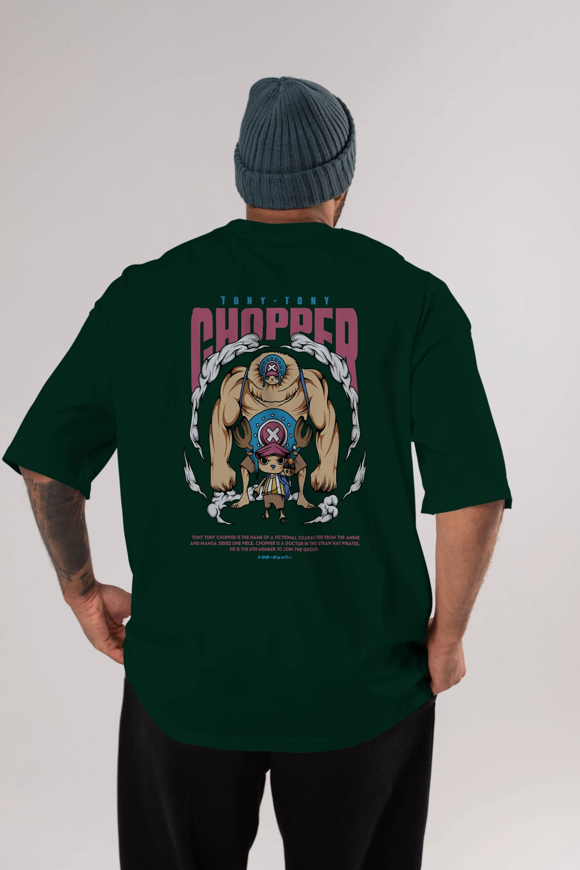 Tony Tony Chopper Anime Arka Baskılı Oversize t-shirt Erkek Kadın Unisex
