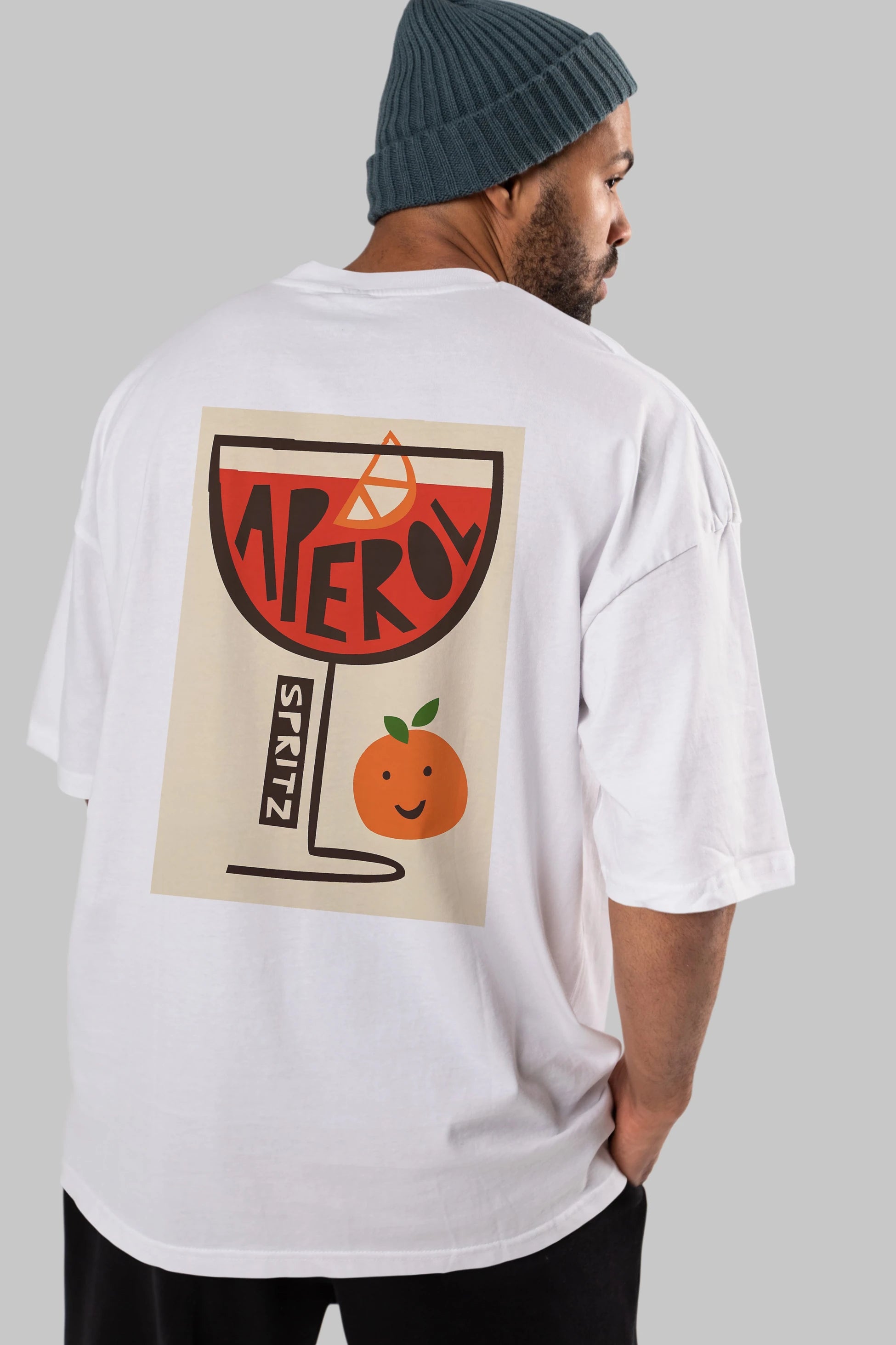 Aperol Spritz 9 Arka Baskılı Oversize t-shirt Erkek Kadın Unisex %100 Pamuk Bisiklet Yaka tişort