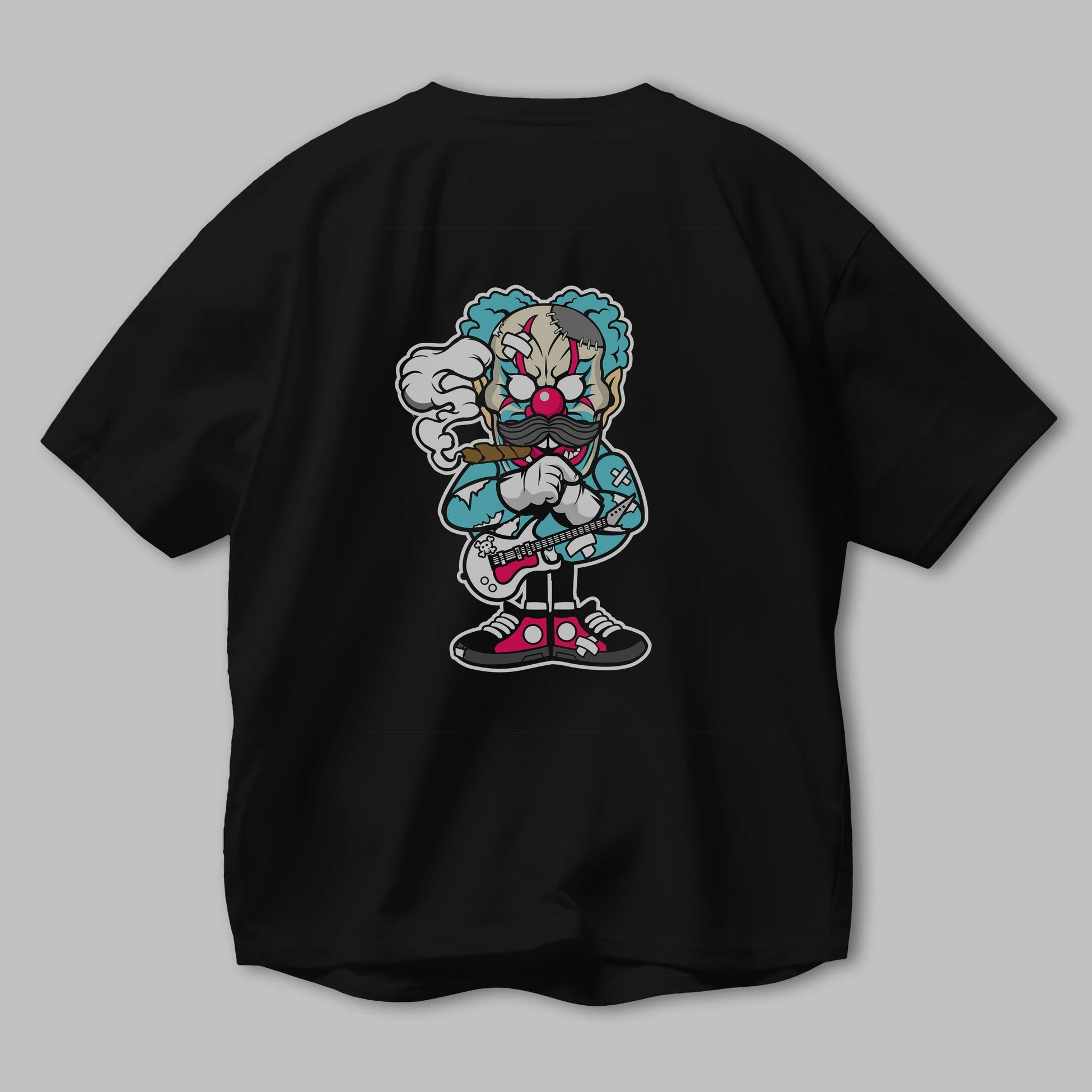 Clown Monster Arka Baskılı Oversize t-shirt Erkek Kadın Unisex %100 Pamuk tişort