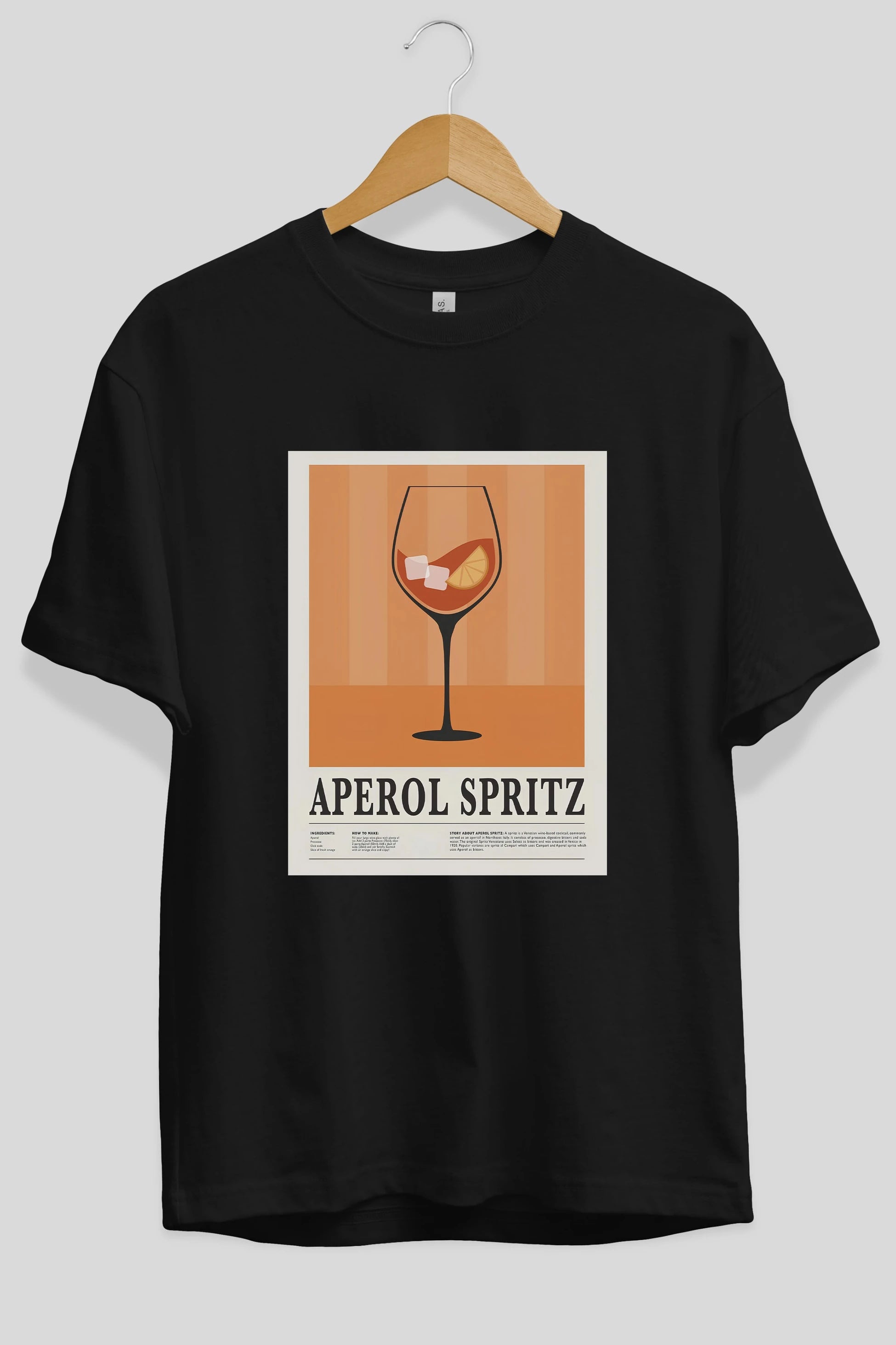 Aperol Spritz 8 Ön Baskılı Oversize t-shirt Erkek Kadın Unisex %100 Pamuk Bisiklet Yaka tişort