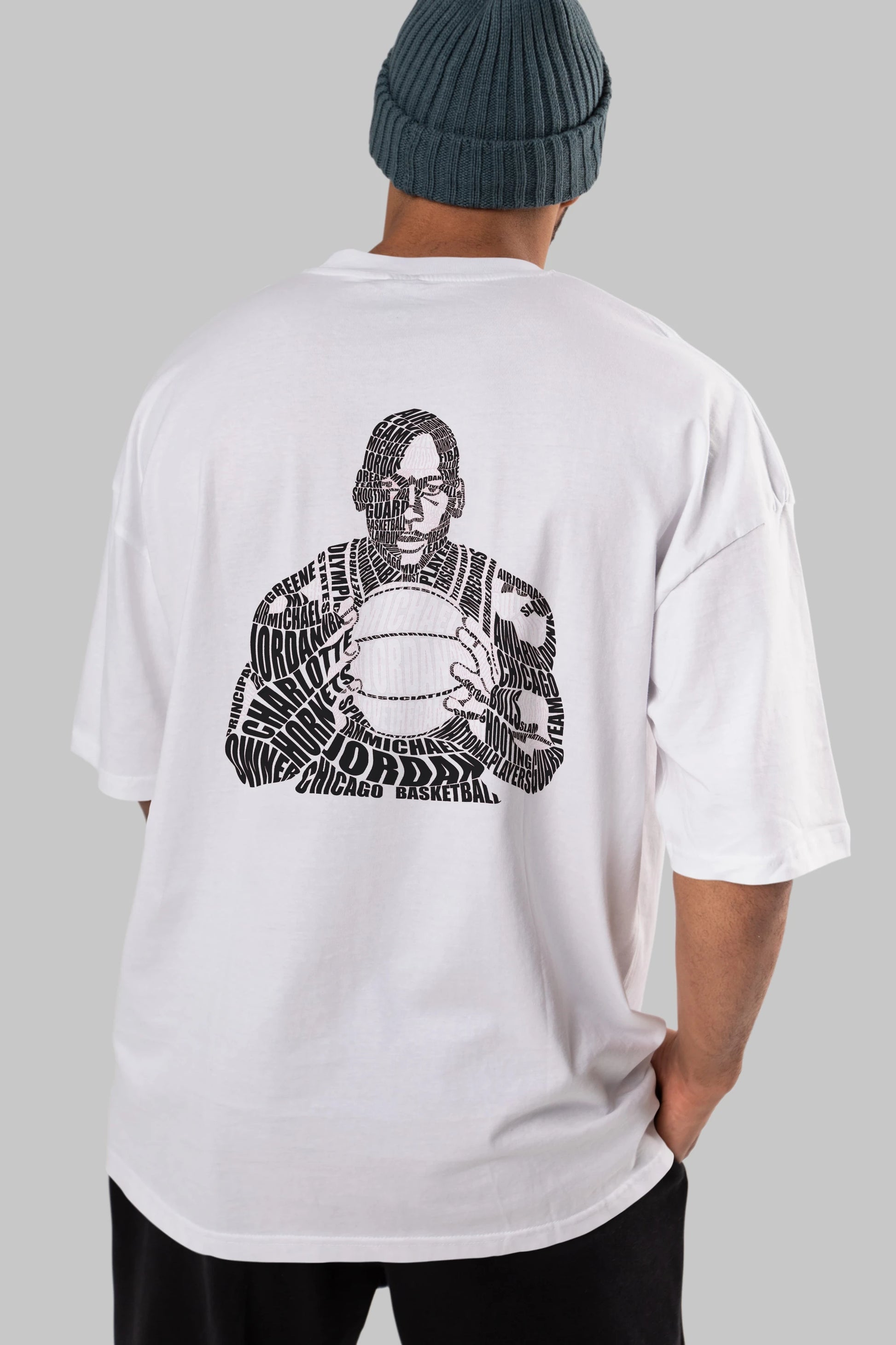 Michael Jordan Calligram Arka Baskılı Oversize t-shirt %100 pamuk Erkek Kadın Unisex