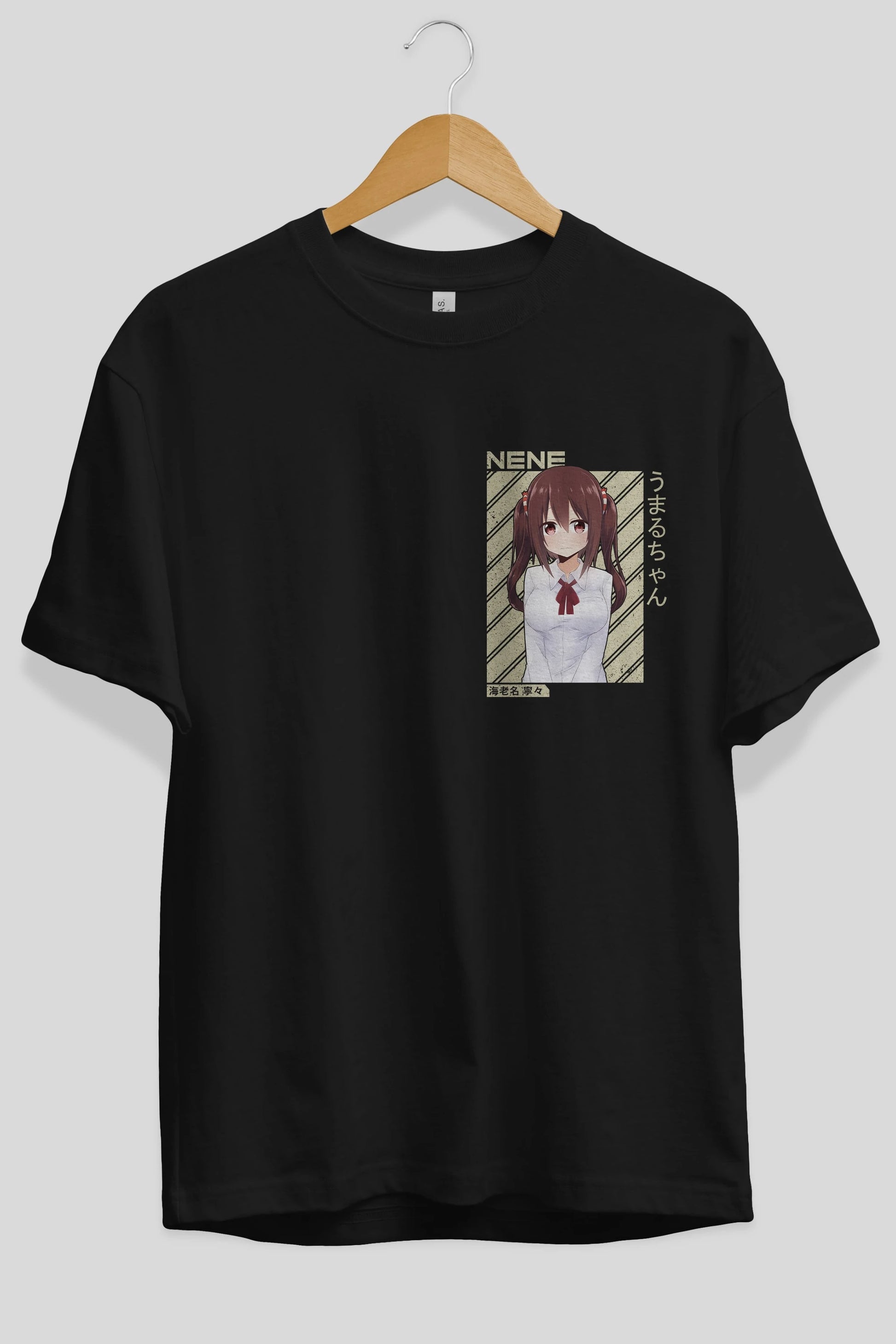 Nene Ebina 1 Ön Sol Baskılı Oversize t-shirt Erkek Kadın Unisex %100 Pamuk Bisiklet Yaka tişort