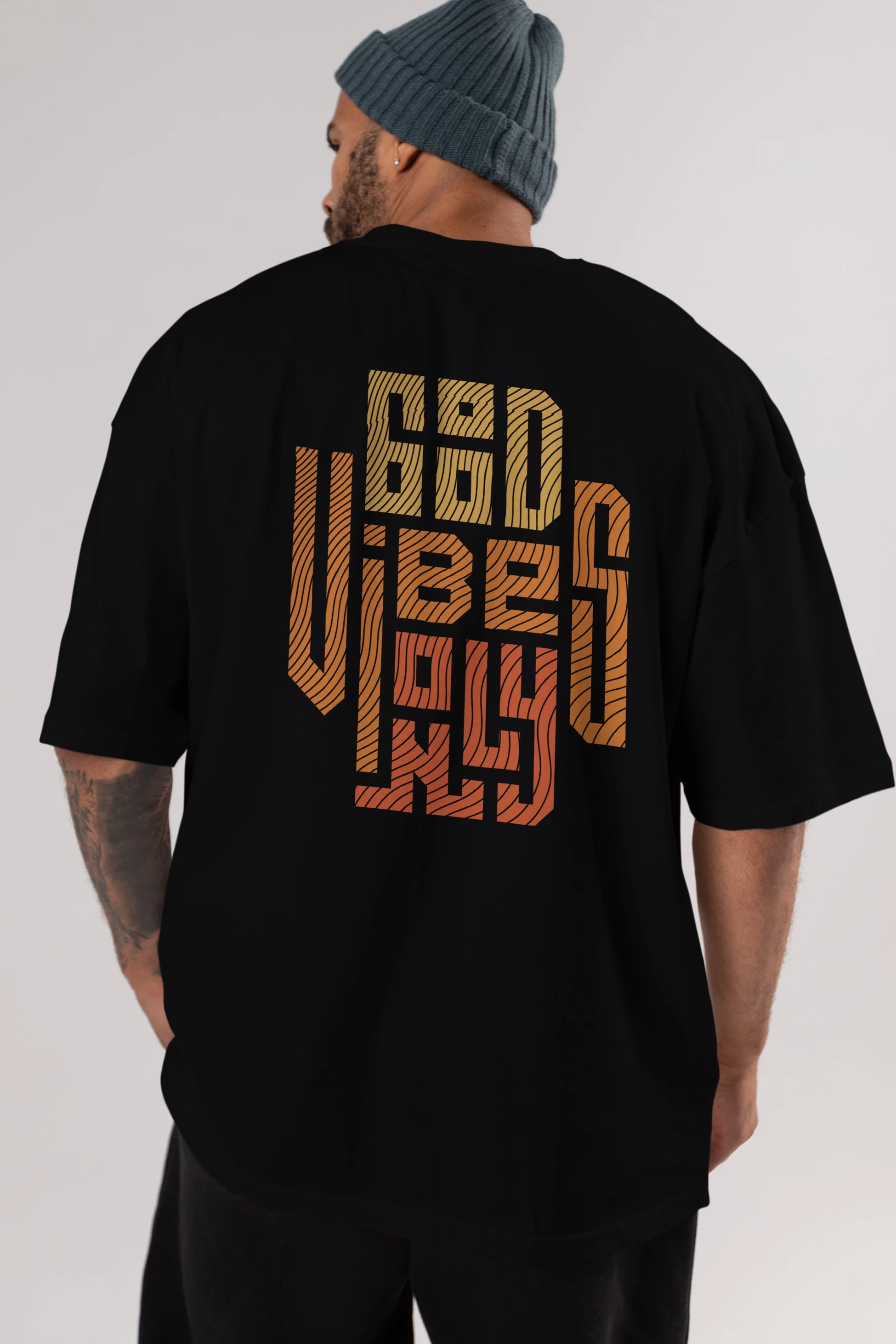 Good Vibes Only 2 Yazılı Arka Baskılı Oversize t-shirt Erkek Kadın Unisex