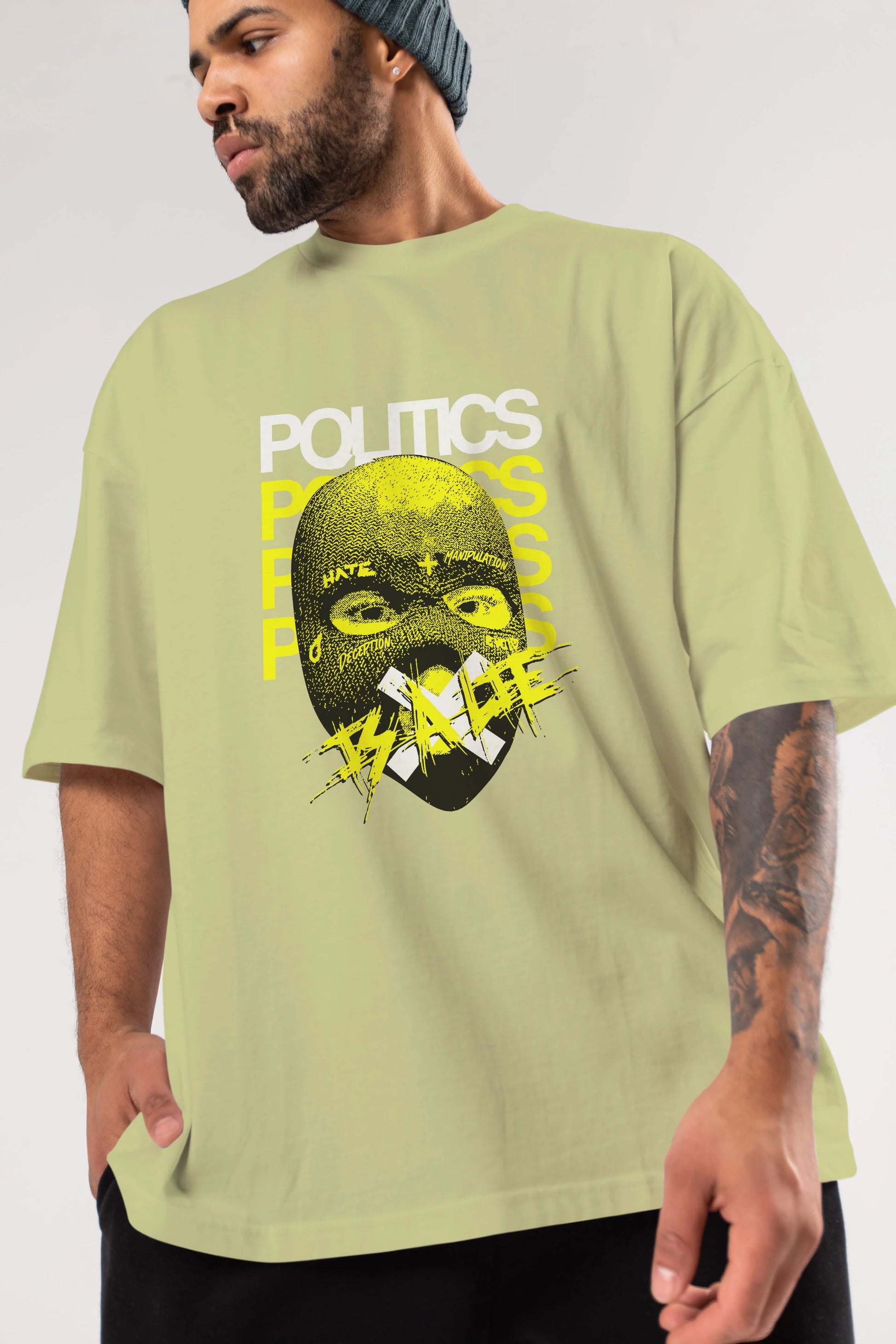 Politics is a Lie Ön Baskılı Oversize t-shirt Erkek Kadın Unisex