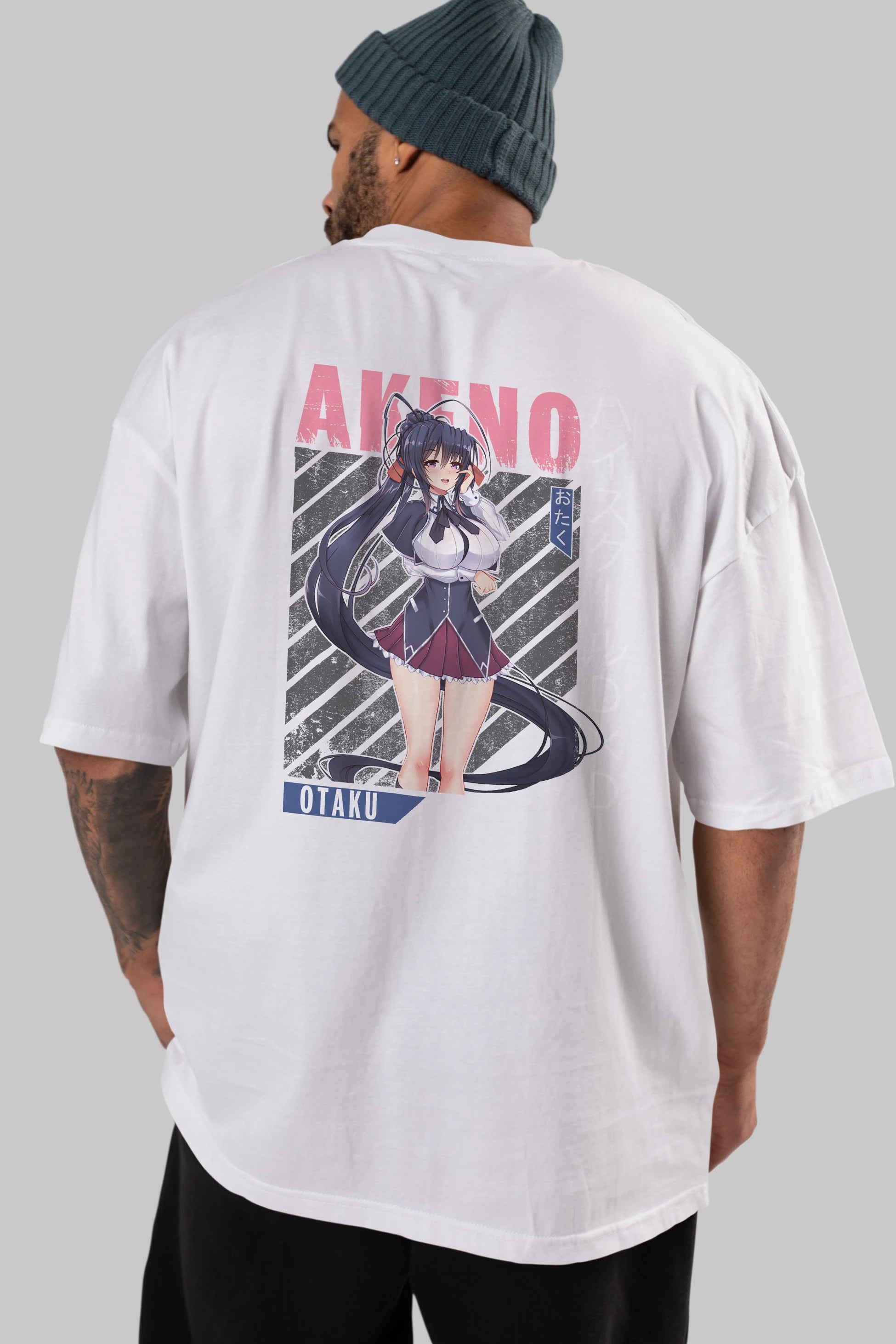 Akeno Himejima 4 Anime Arka Baskılı Oversize t-shirt Erkek Kadın Unisex