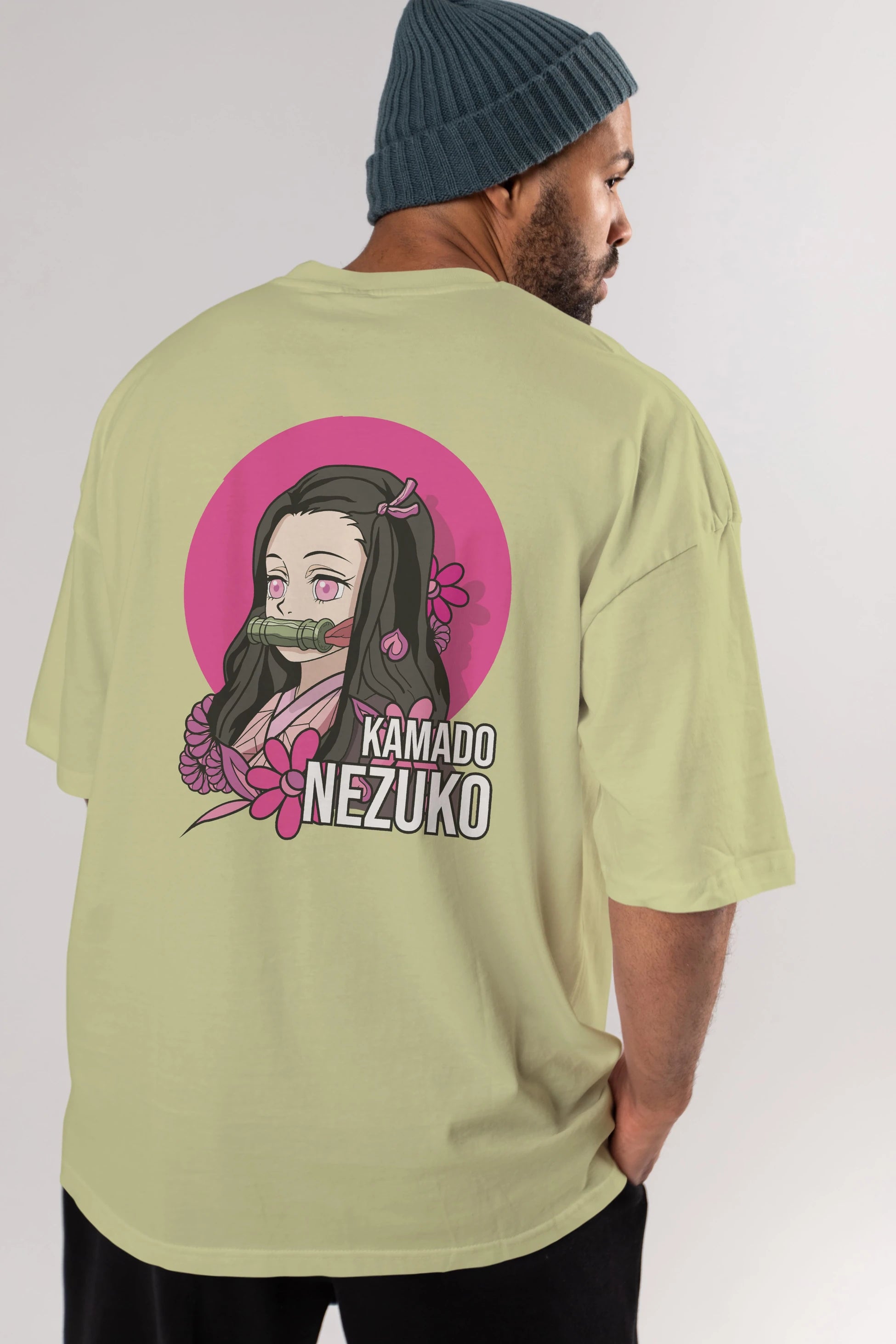Nezuko Kamado 2 Anime Arka Baskılı Oversize t-shirt Erkek Kadın Unisex