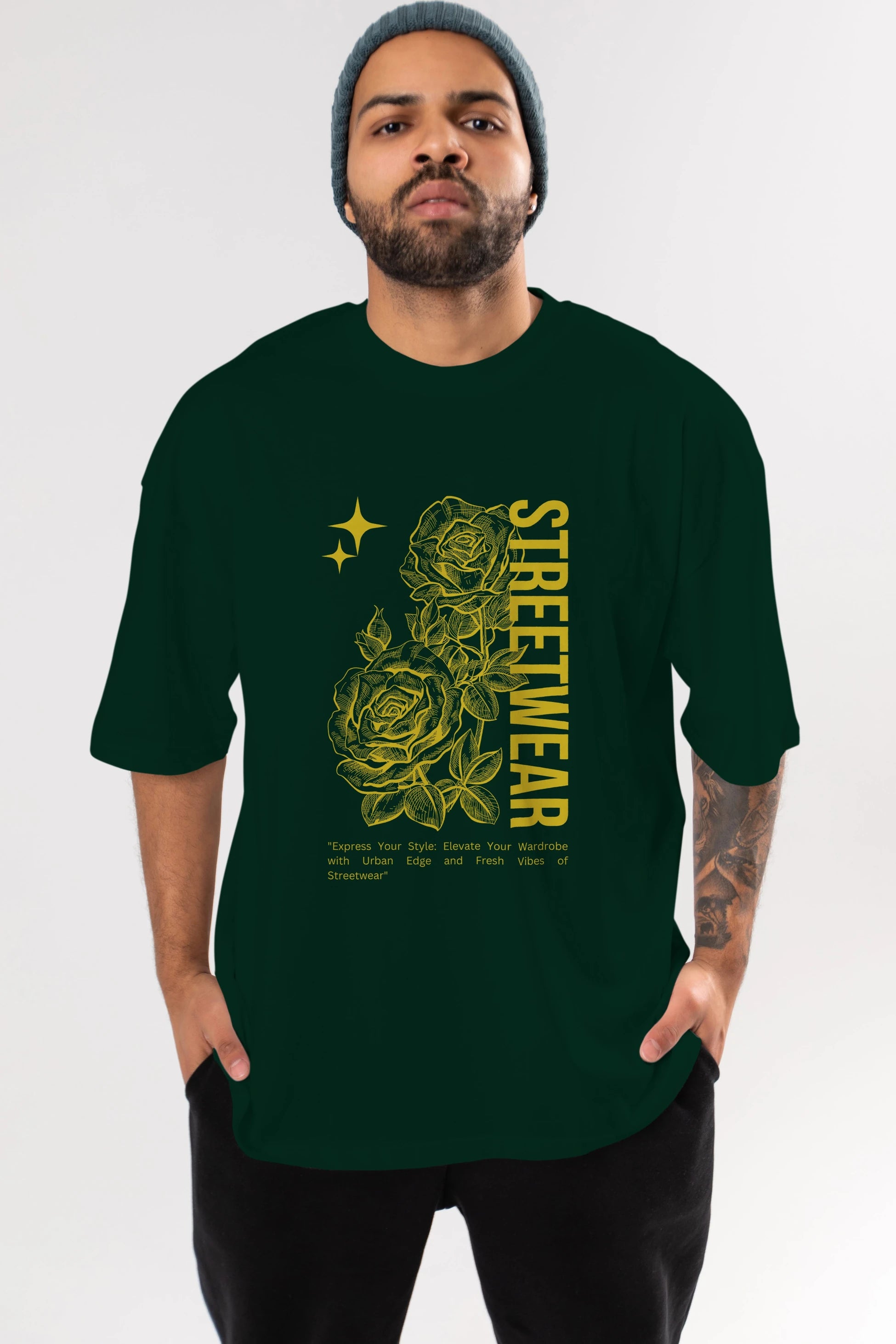 Minimalist Streetwear Ön Baskılı Oversize t-shirt Erkek Kadın Unisex