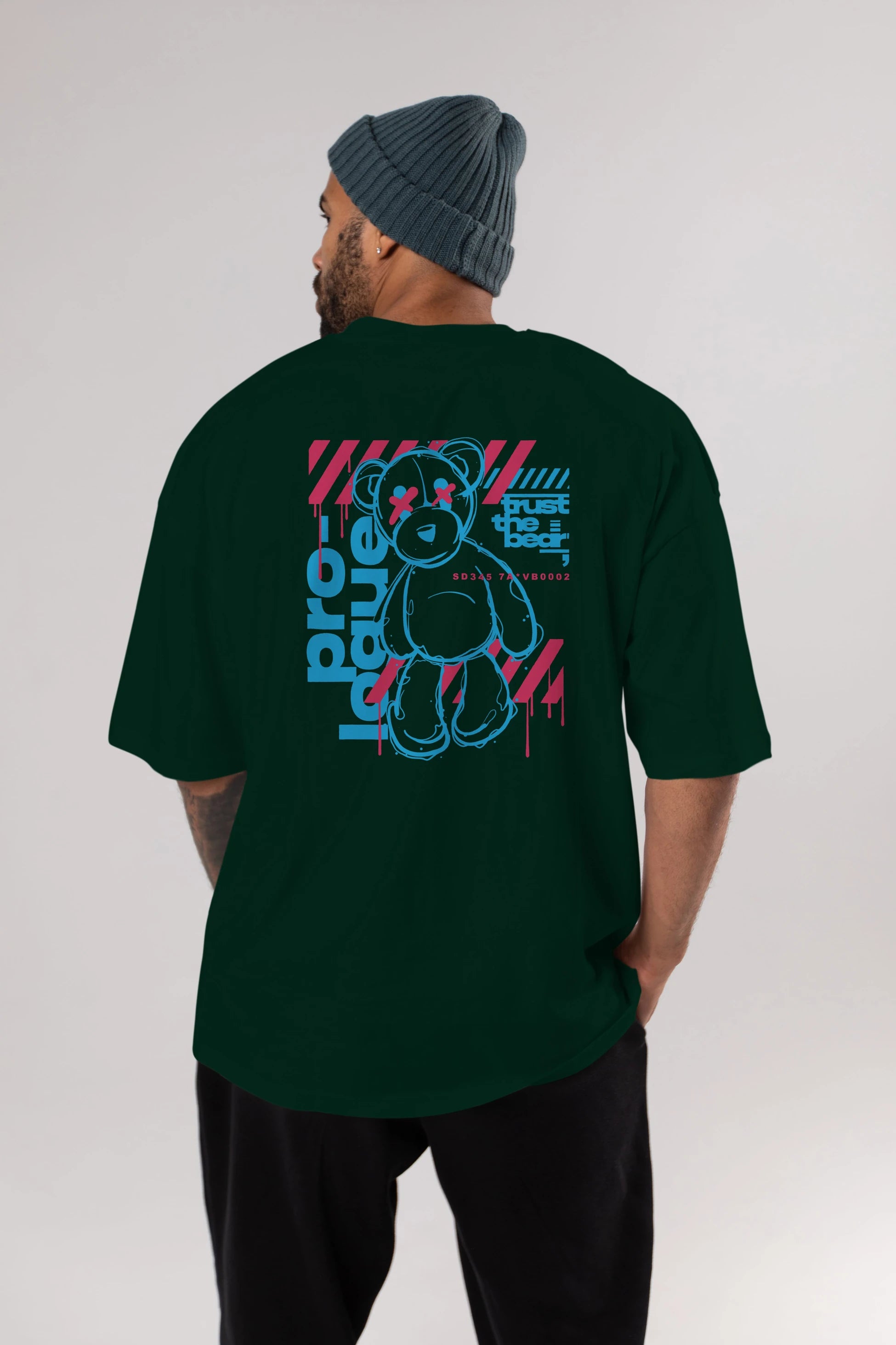 Trust The Bear Arka Baskılı Oversize t-shirt Erkek Kadın Unisex