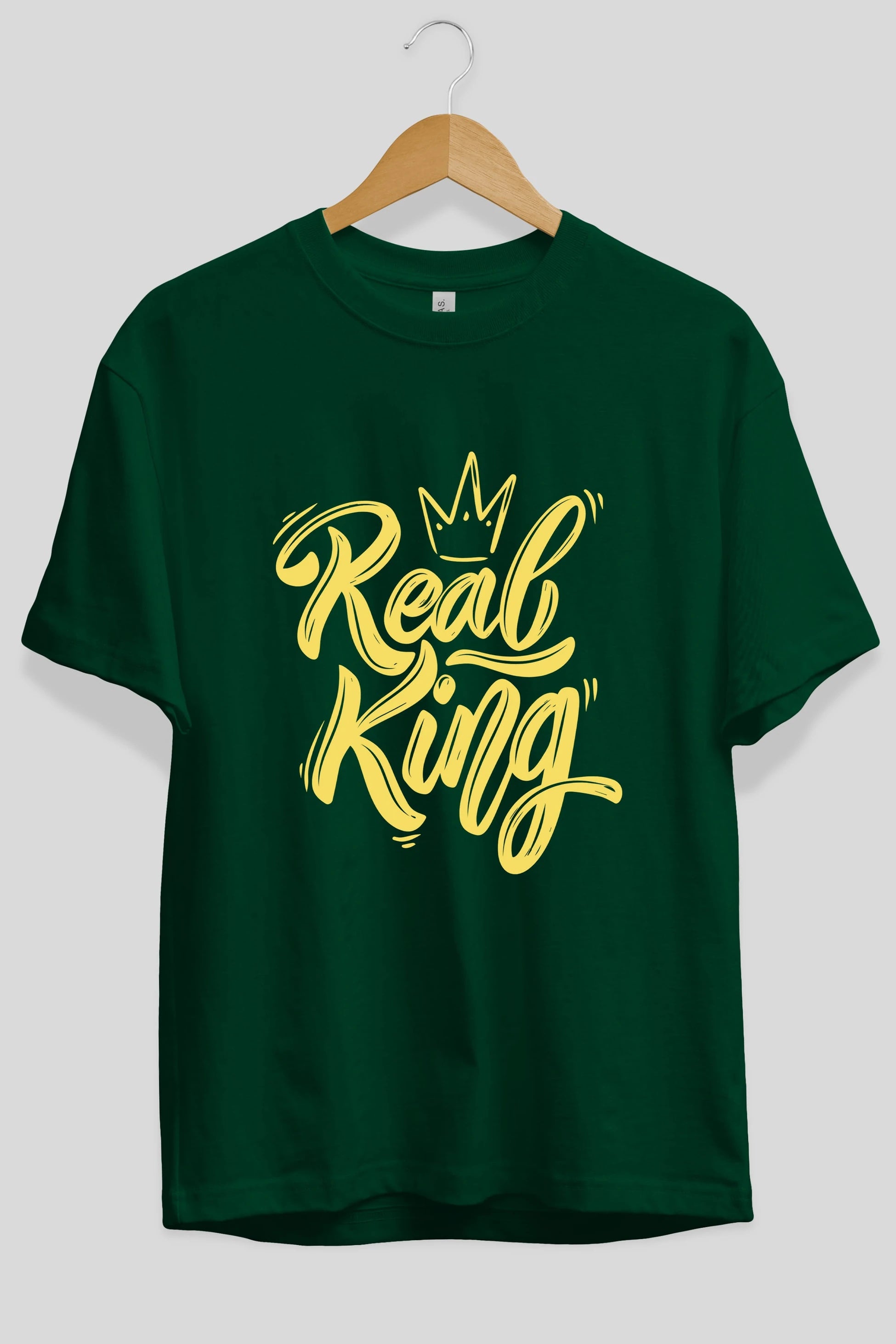 Real King Yazılı Ön Baskılı Oversize t-shirt Erkek Kadın Unisex