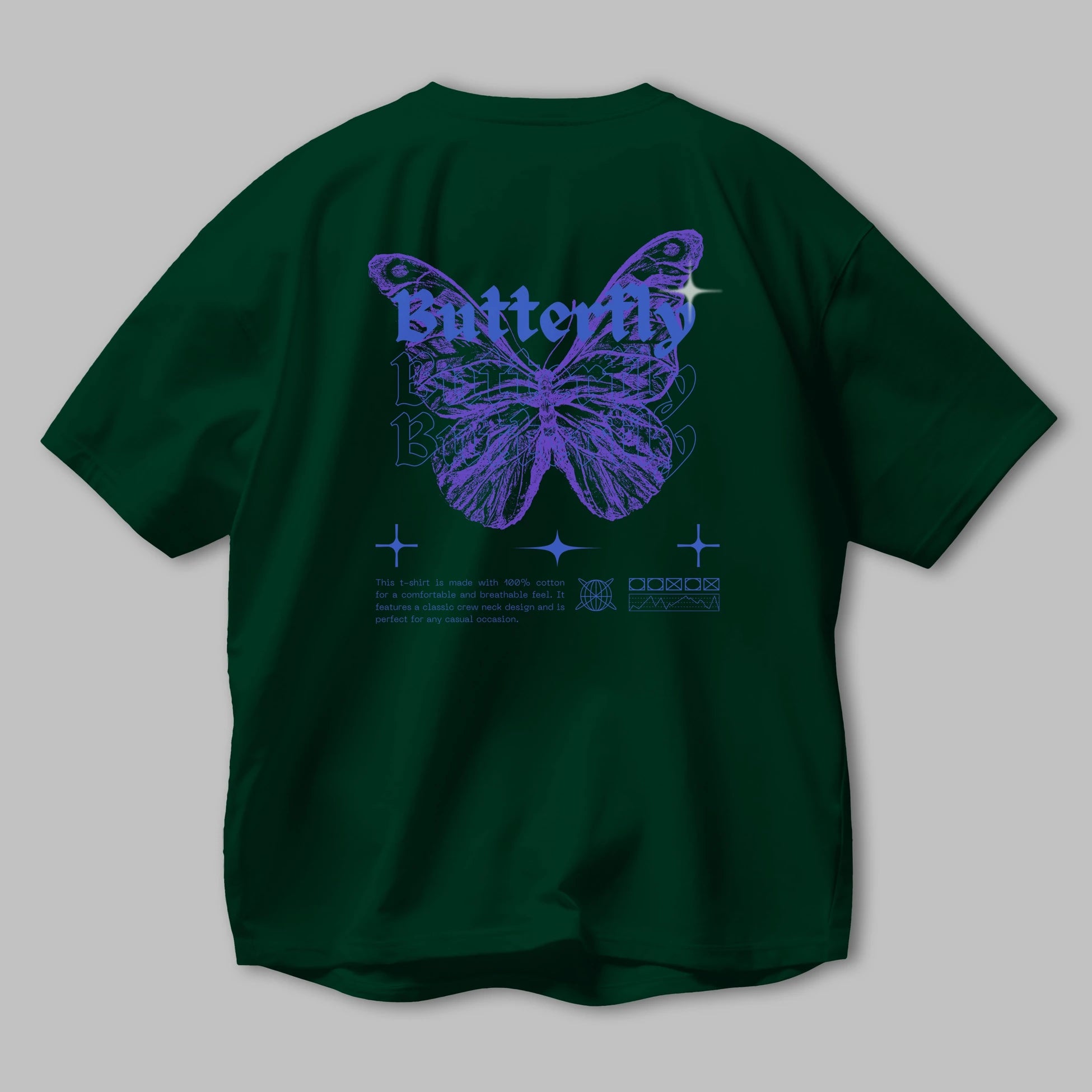 Butterfly Streetwear Arka Baskılı Oversize t-shirt Erkek Kadın Unisex