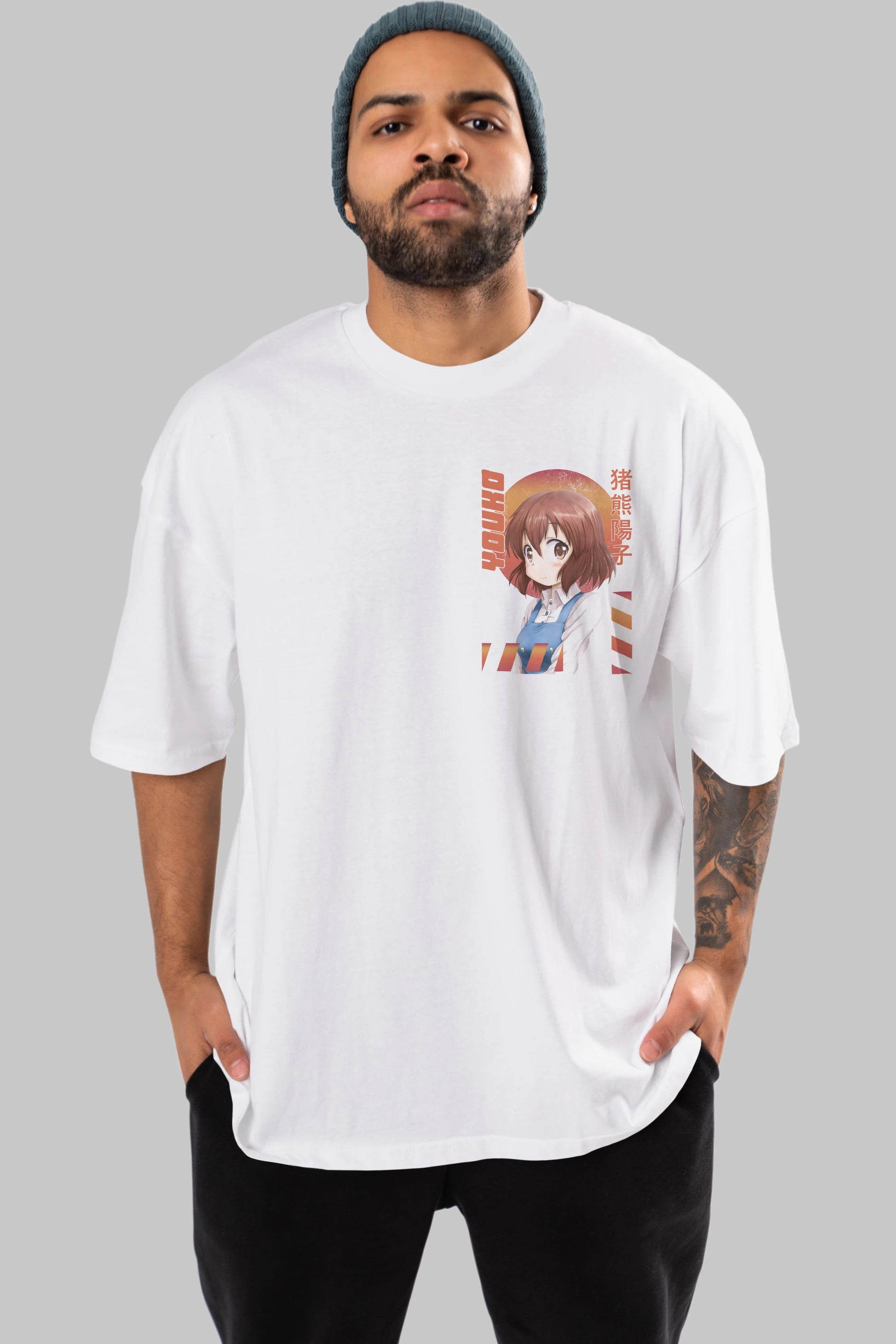 Youko Inokuma 5 Ön Sol Baskılı Oversize t-shirt Erkek Kadın Unisex %100 Pamuk Bisiklet Yaka tişort