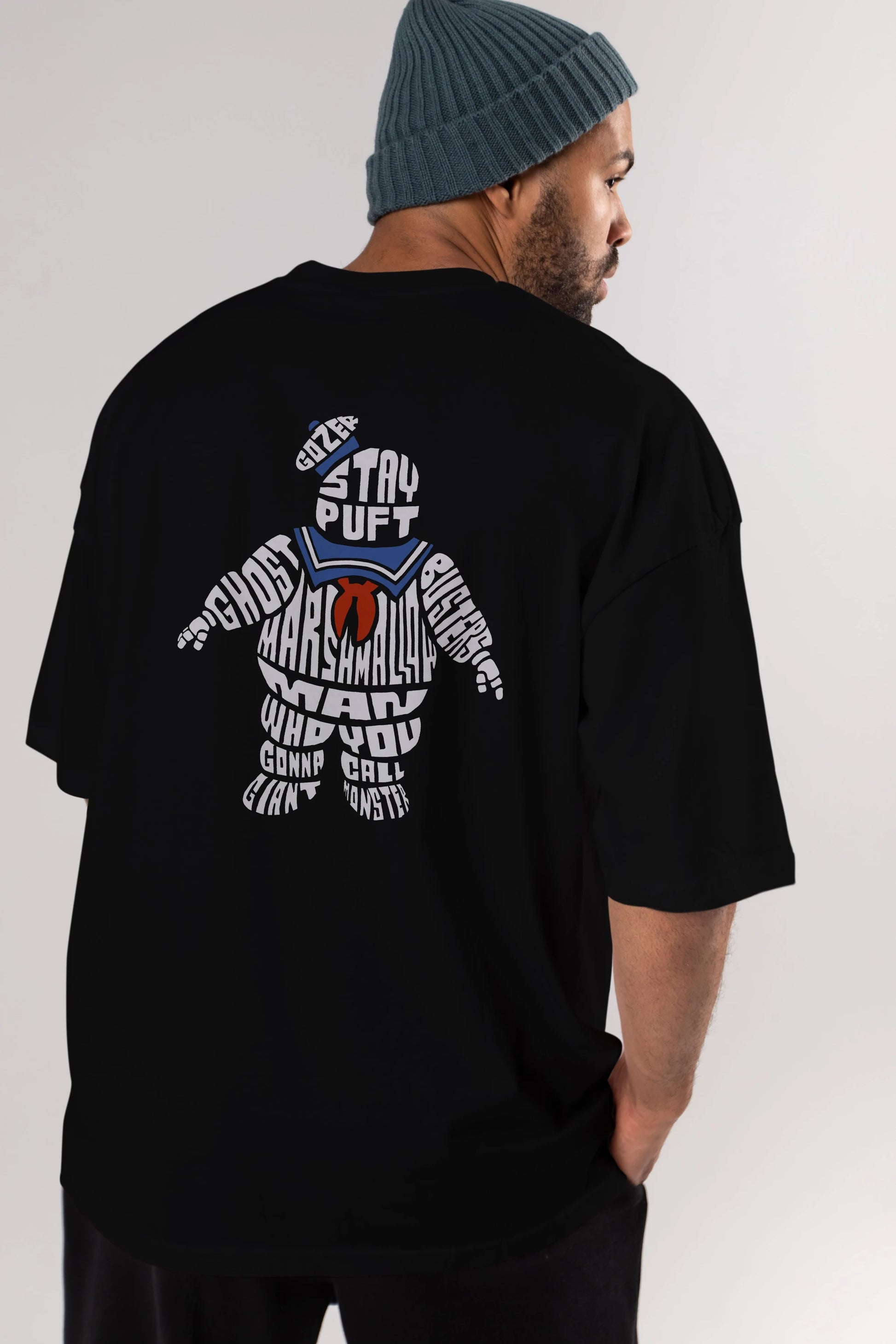 Stay Puft Arka Baskılı Oversize t-shirt %100 pamuk Erkek Kadın Unisex