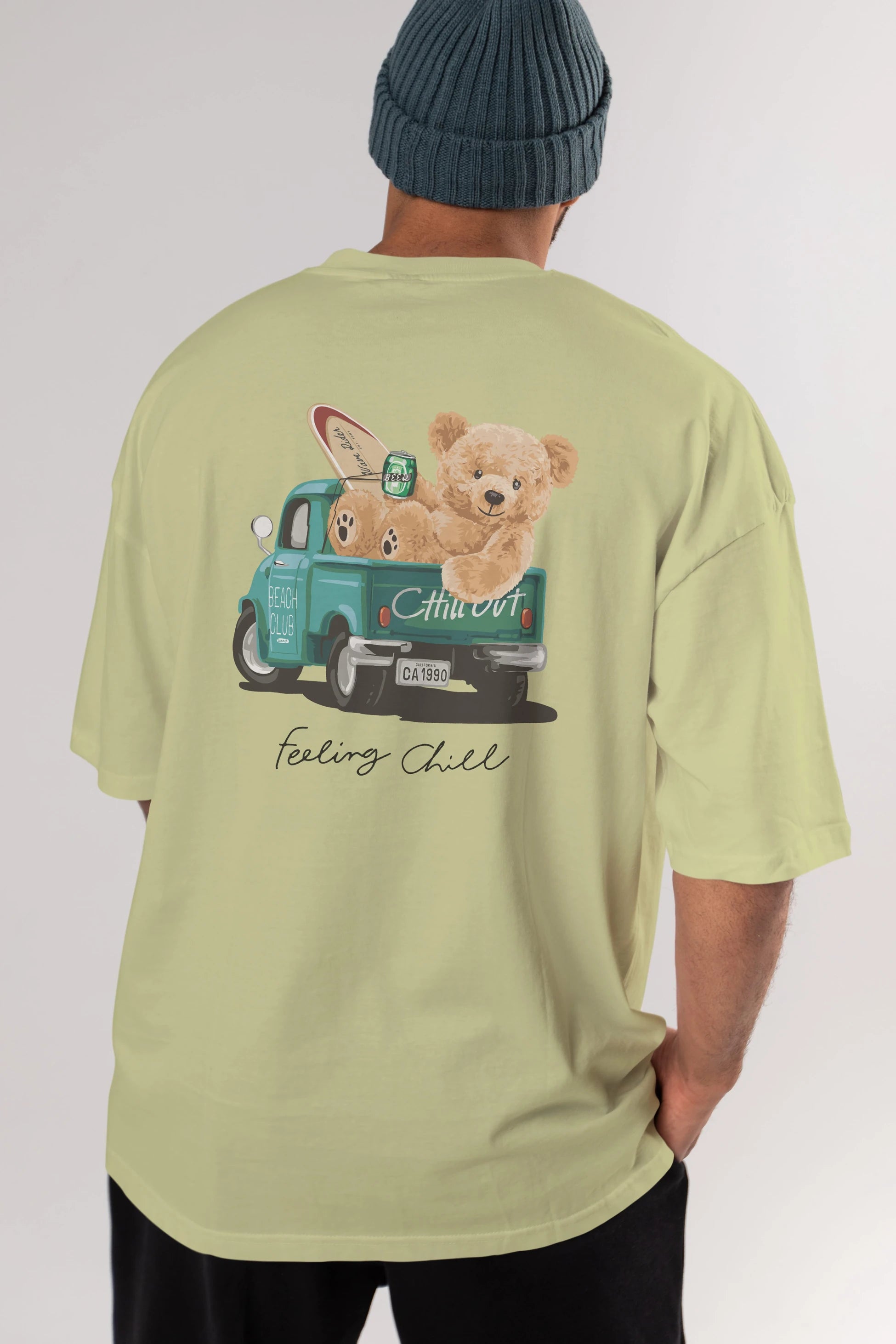Teddy Bear Chill Out Arka Baskılı Oversize t-shirt Erkek Kadın Unisex %100 Pamuk