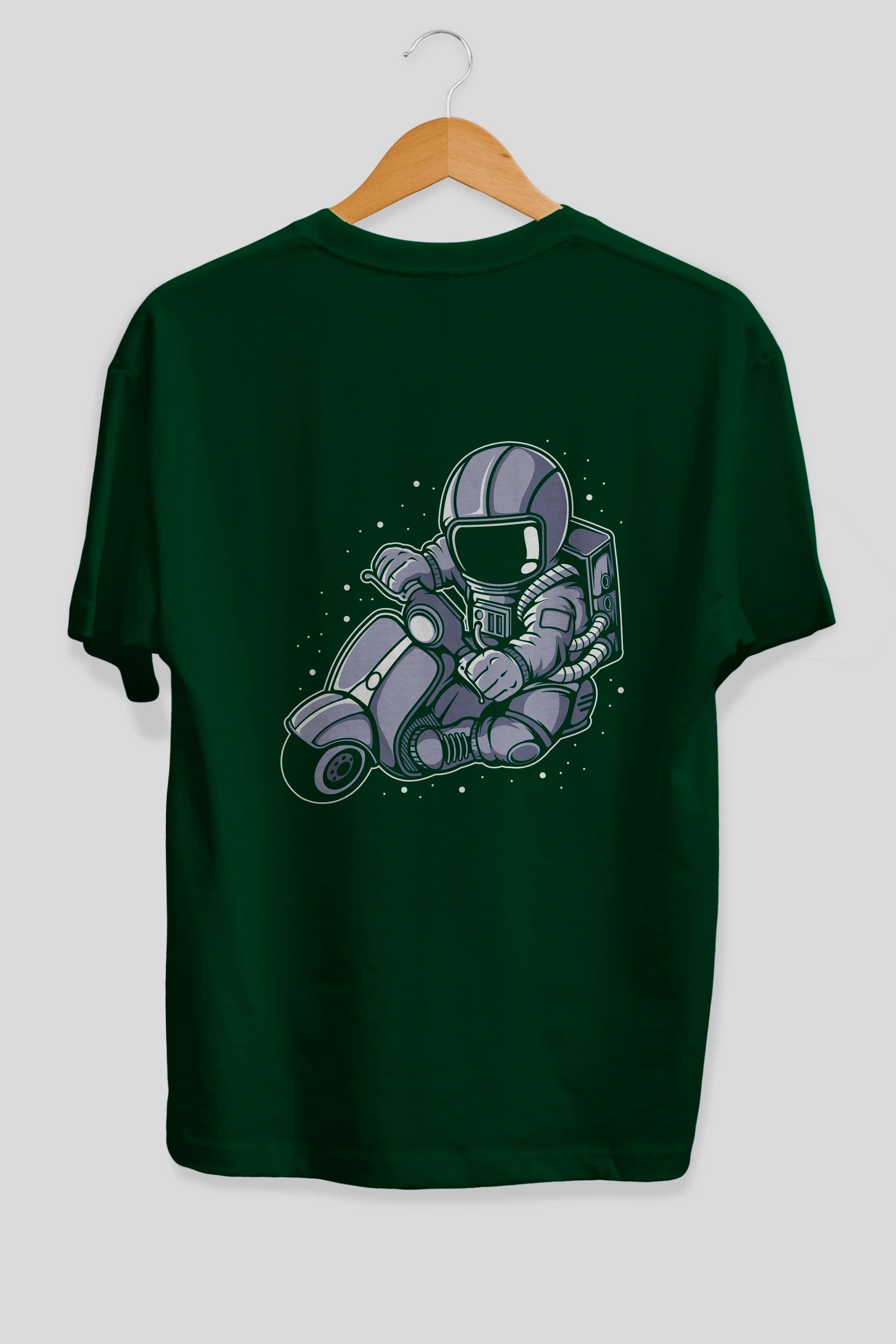 Astronaut Scooter (2) Arka Baskılı Oversize t-shirt Erkek Kadın Unisex