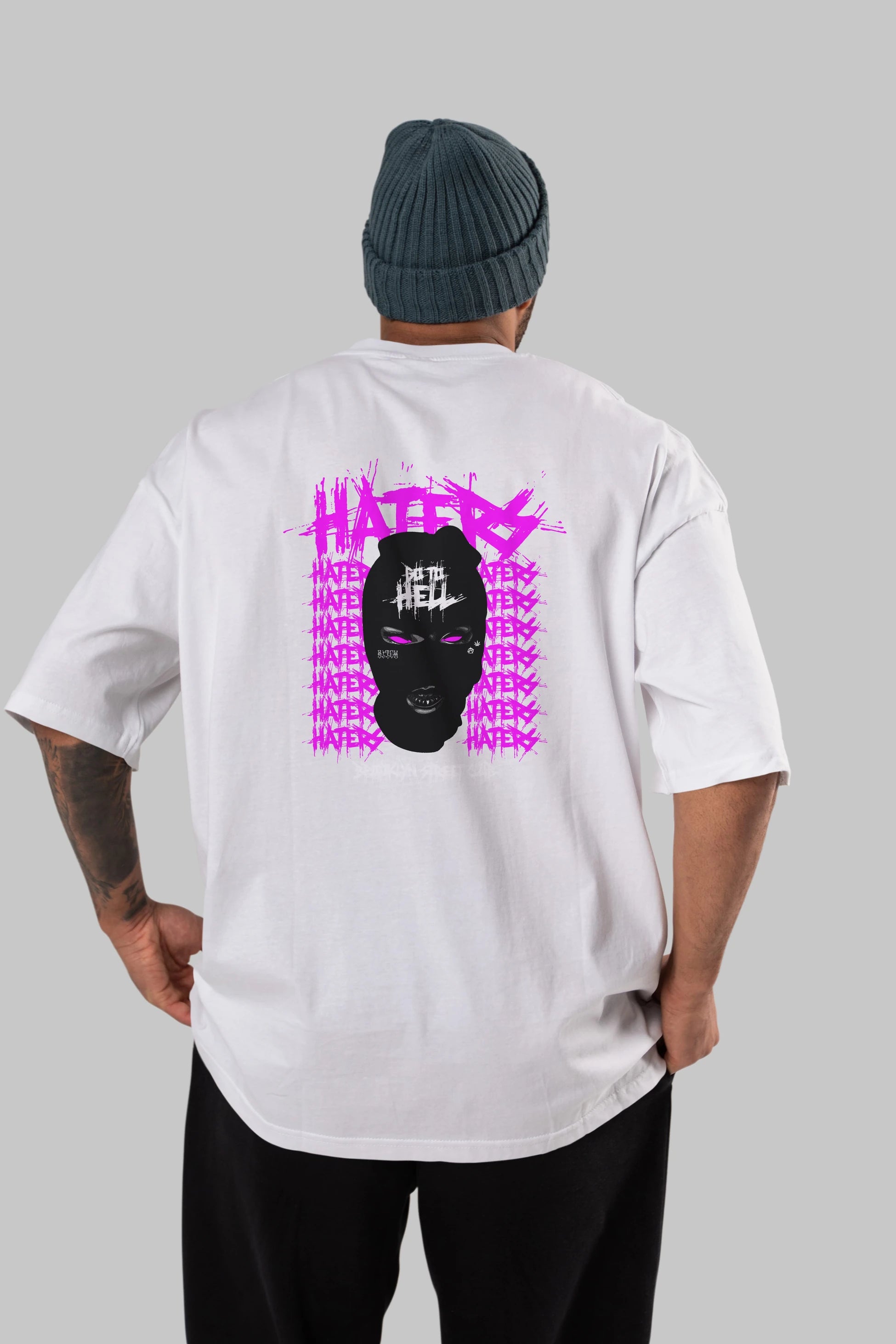 Haters Brooklyn Street Club Arka Baskılı Oversize t-shirt Erkek Kadın Unisex