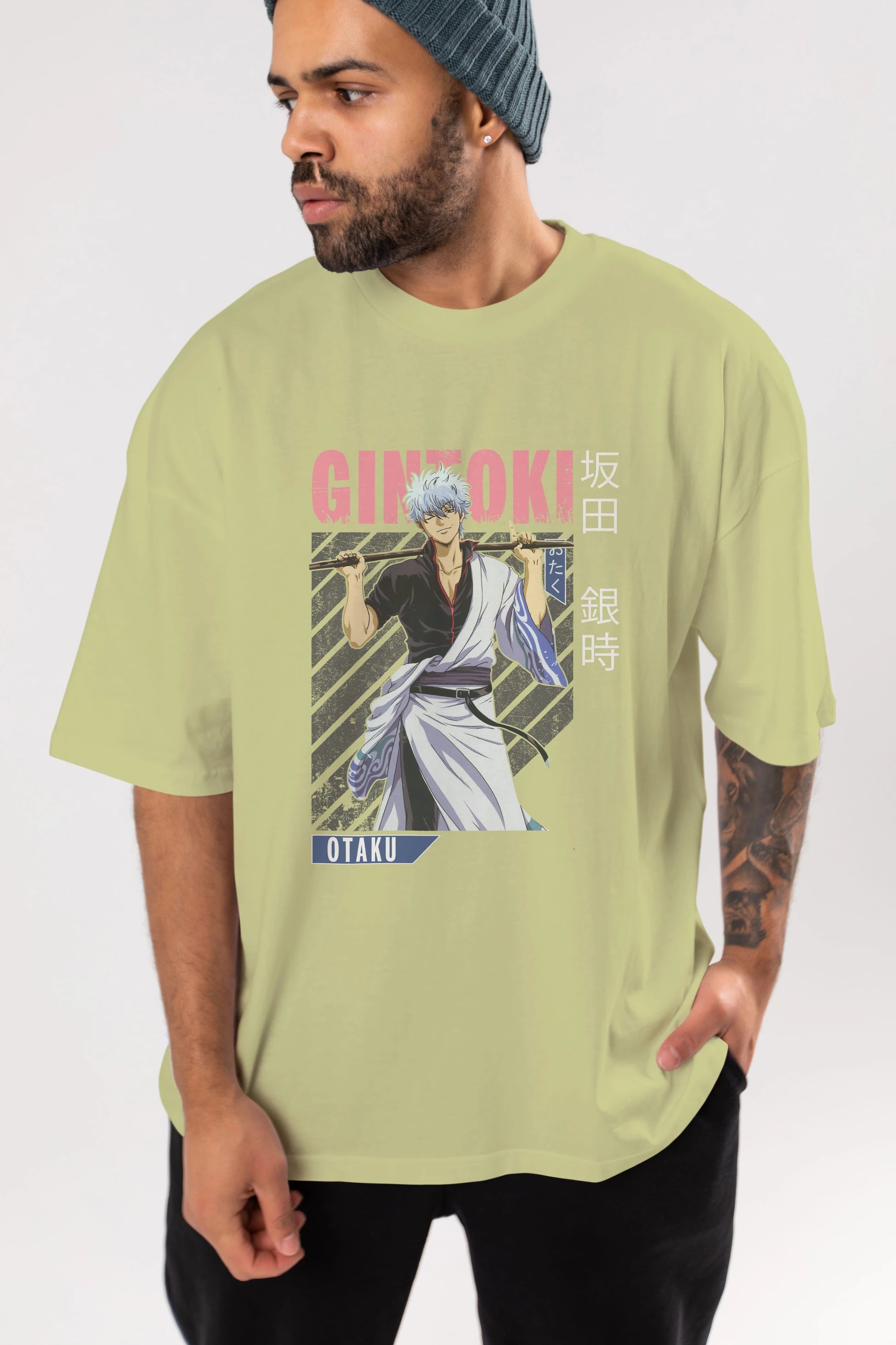 Gintoki Sakata GINTAMA 3 Anime Ön Baskılı Oversize t-shirt %100 pamuk Erkek Kadın Unisex