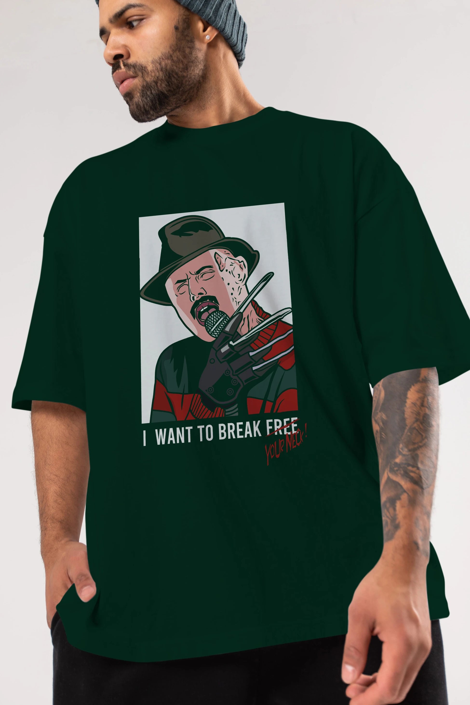 Freddy Merkrueger Ön Baskılı Oversize t-shirt Erkek Kadın Unisex %100 Pamuk tişort