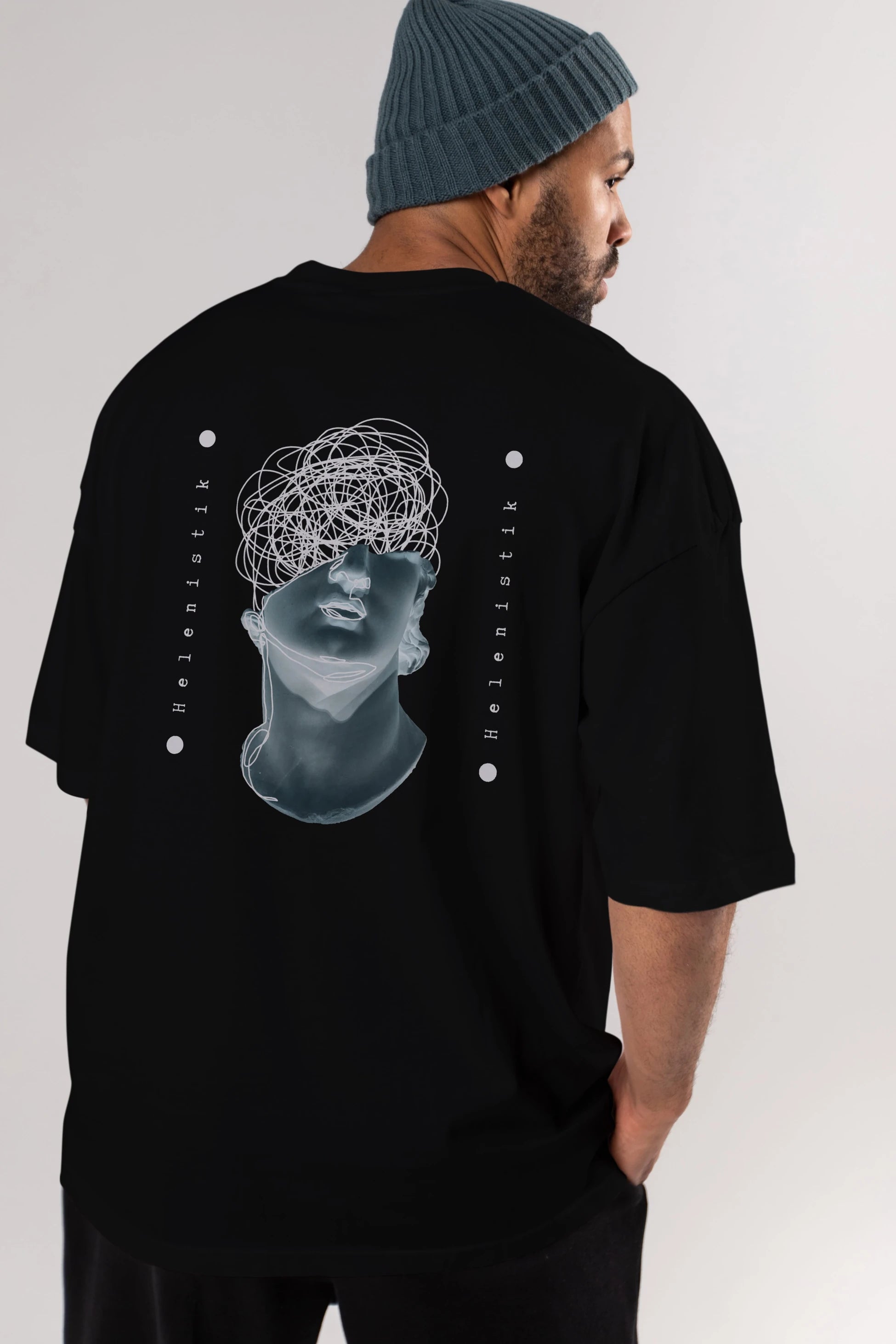 Heykel 2 Arka Baskılı Oversize t-shirt Erkek Kadın Unisex