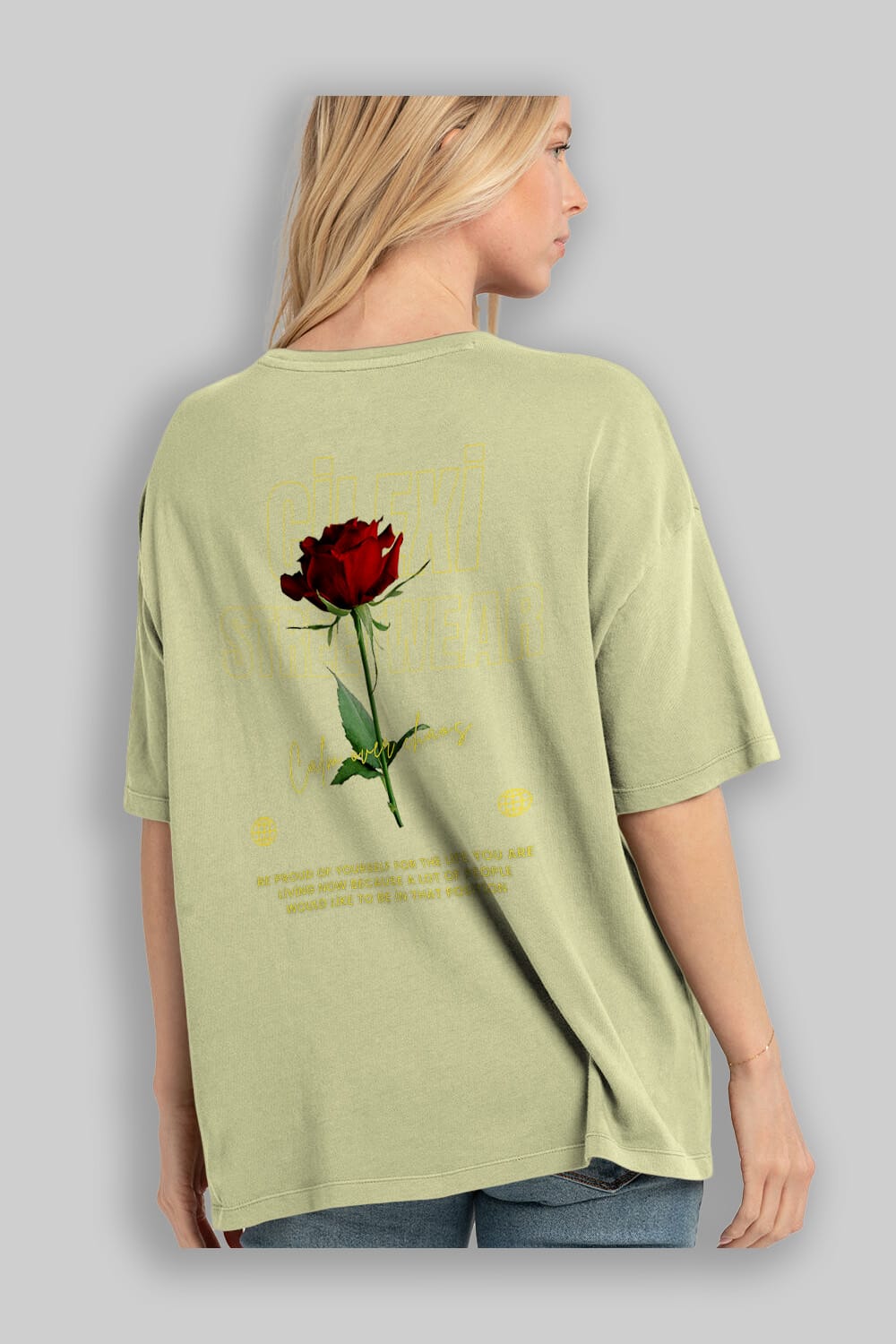 Rose Cilexi Streetwear Arka Baskılı Oversize t-shirt Erkek Kadın Unisex