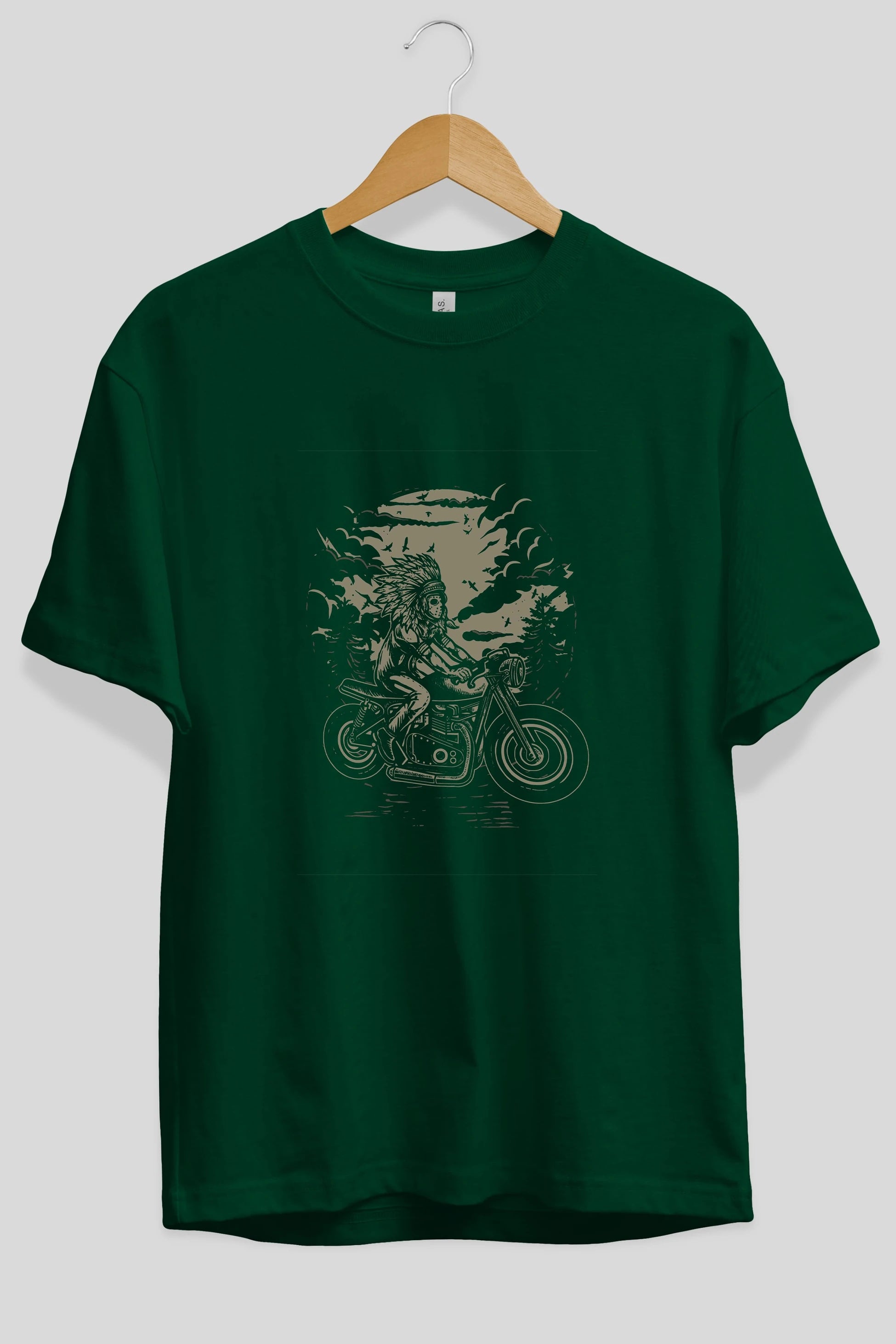 Indian Chief Rider Ön Baskılı Oversize t-shirt Erkek Kadın Unisex %100 Pamuk tişort