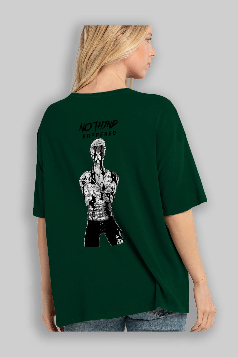 Roronoa Zoro 3 Anime Arka Baskılı Oversize t-shirt Erkek Kadın Unisex %100 pamuk tişort