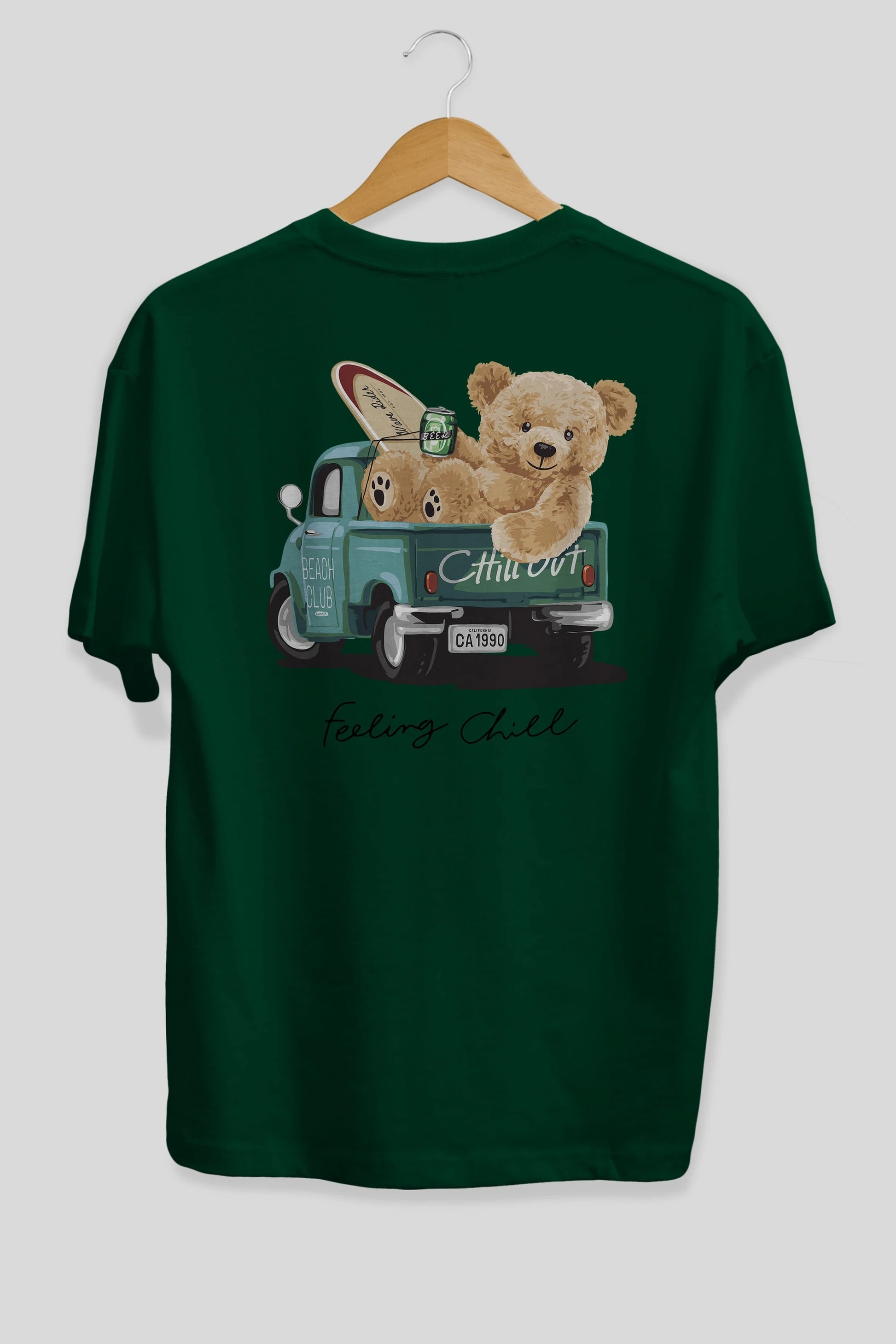 Teddy Bear Chill Out Arka Baskılı Oversize t-shirt Erkek Kadın Unisex %100 Pamuk