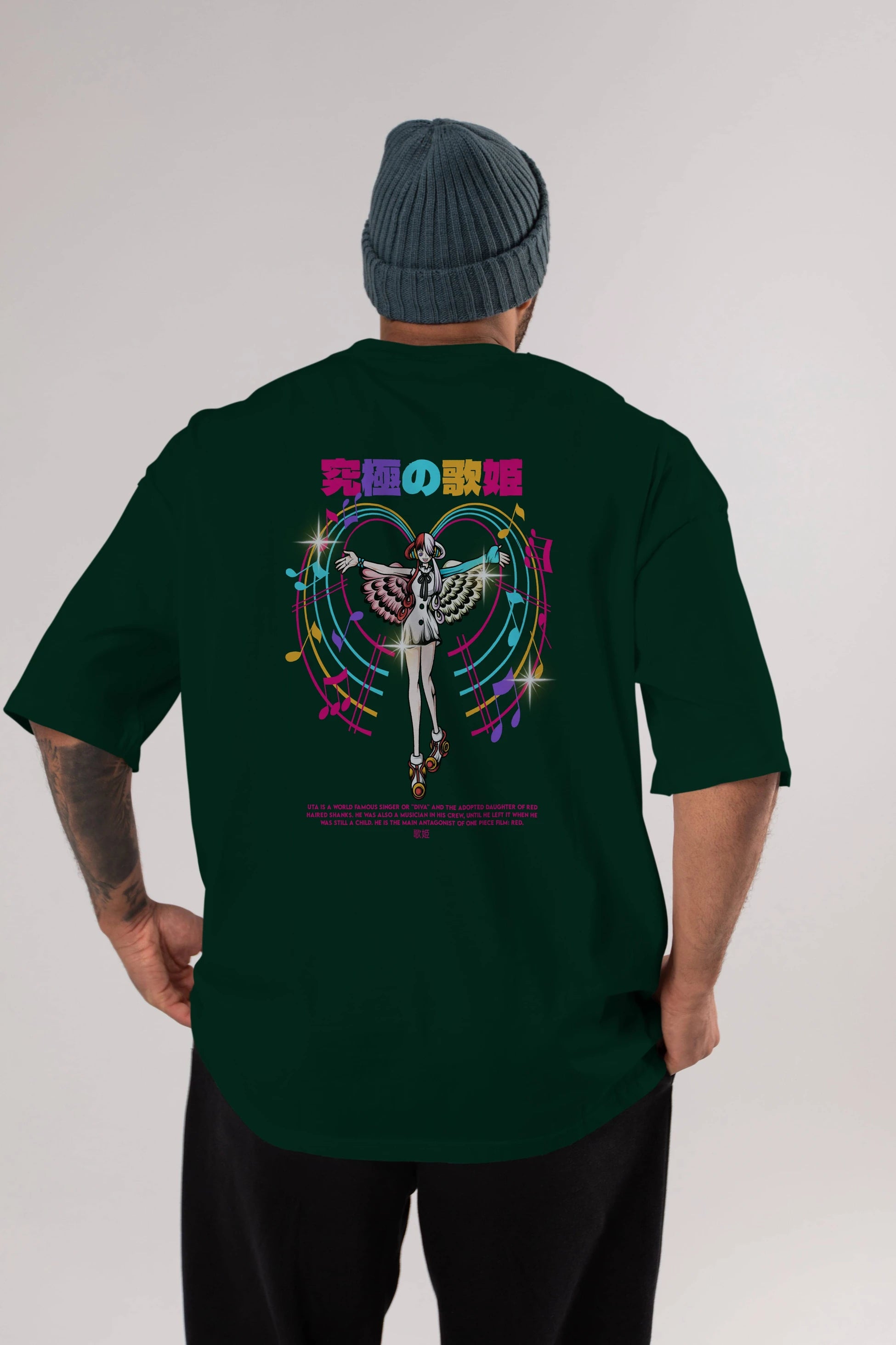 Uta Anime Arka Baskılı Oversize t-shirt Erkek Kadın Unisex