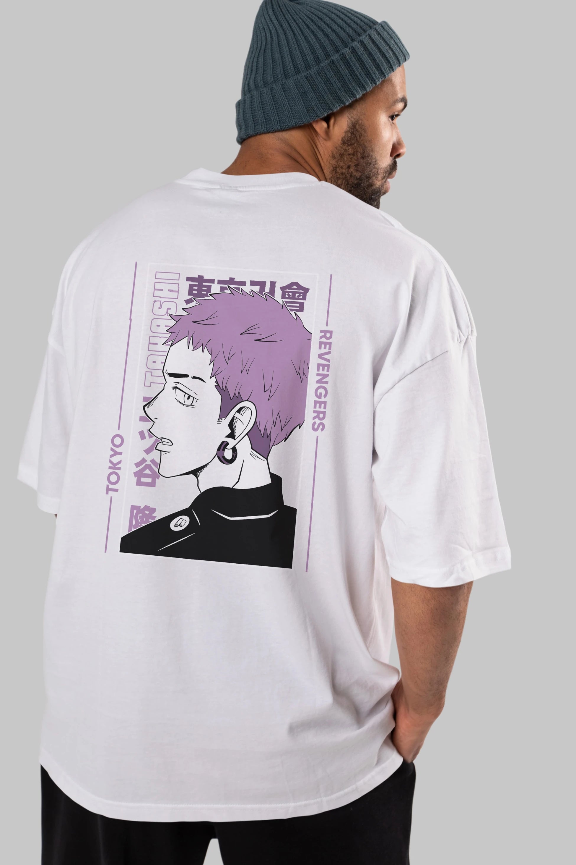 Takashi Mitsuya Anime Arka Baskılı Oversize t-shirt Erkek Kadın Unisex