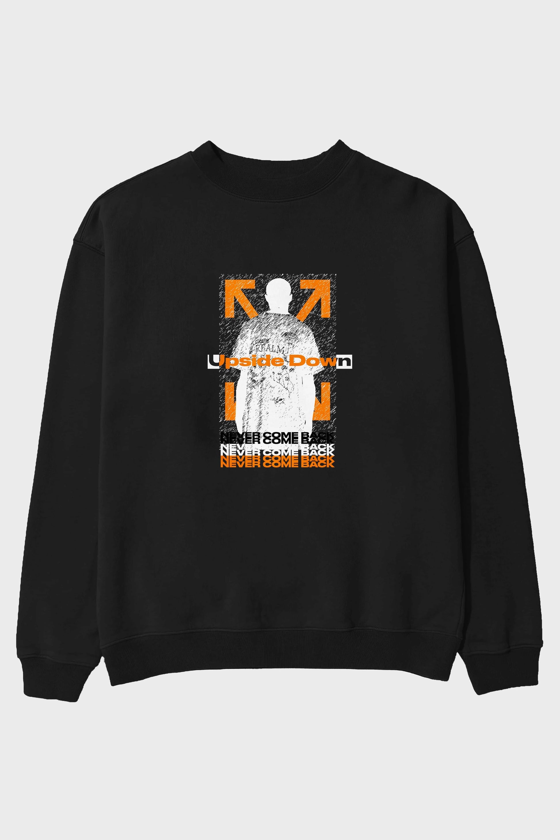 Upside Down Ön Baskılı Oversize Sweatshirt Erkek Kadın Unisex