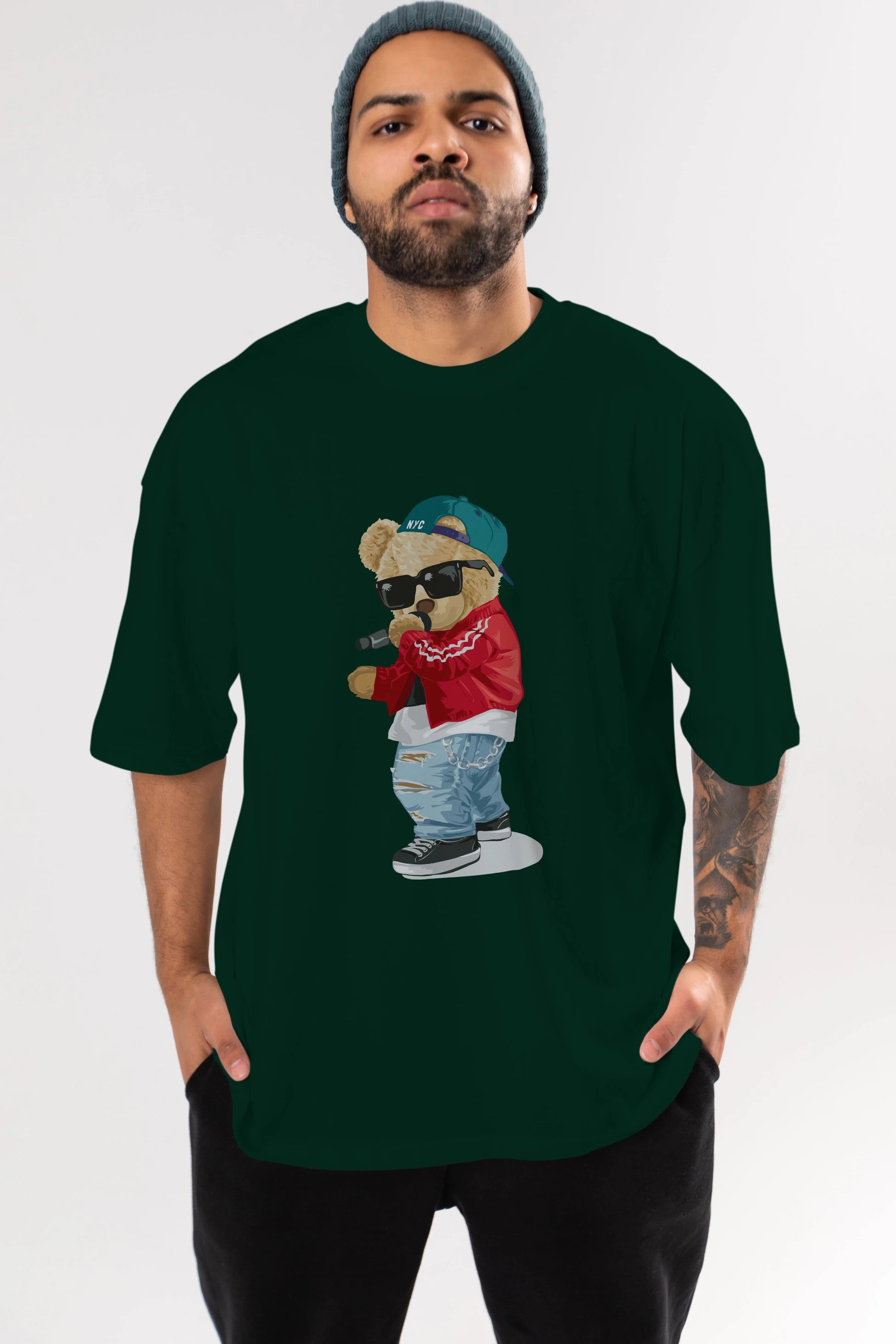 Teddy Bear Şarkıcı Ön Baskılı Oversize t-shirt Erkek Kadın Unisex %100 Pamuk