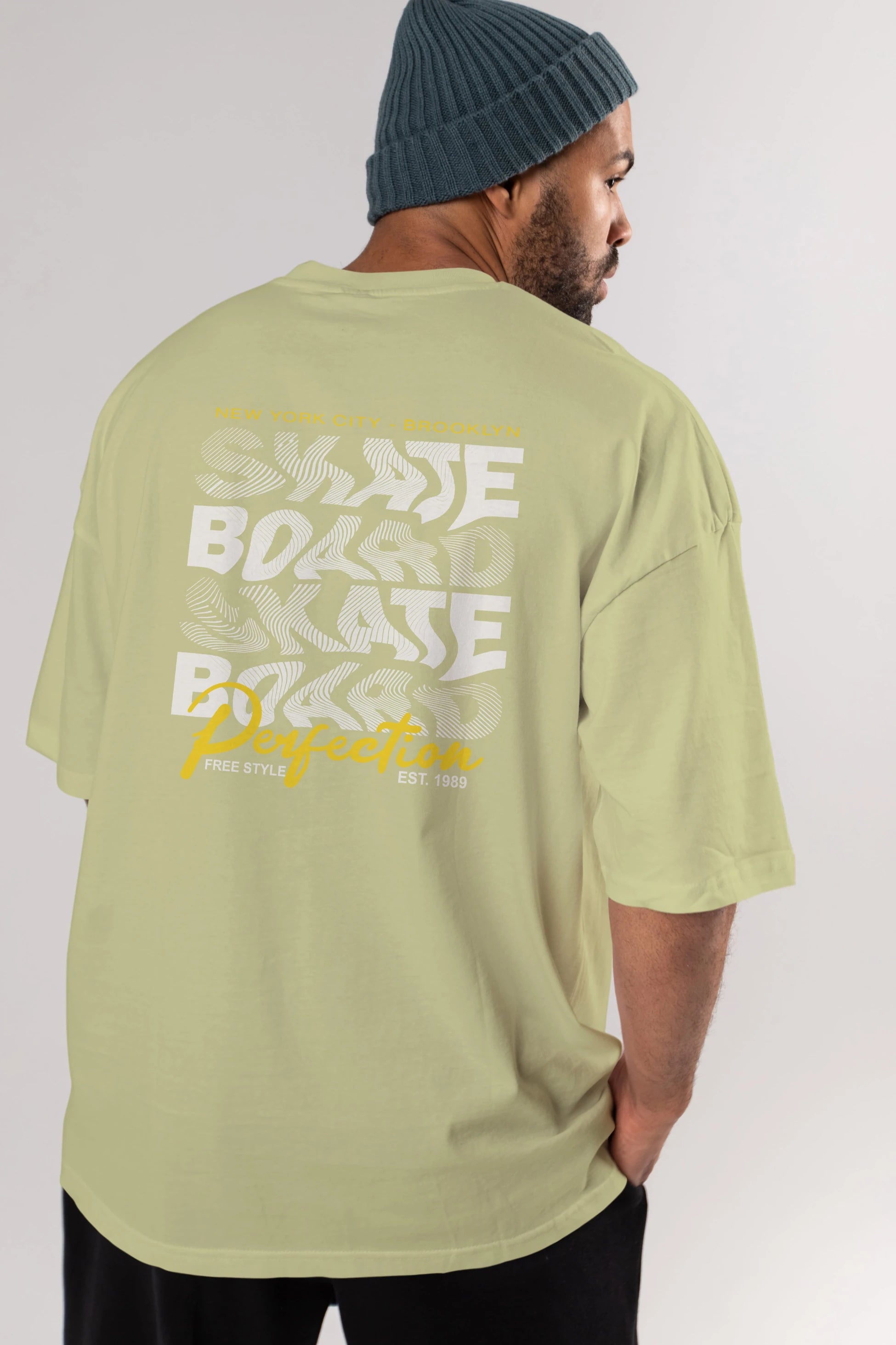 New York City and Brooklyn Arka Baskılı Oversize t-shirt Erkek Kadın Unisex