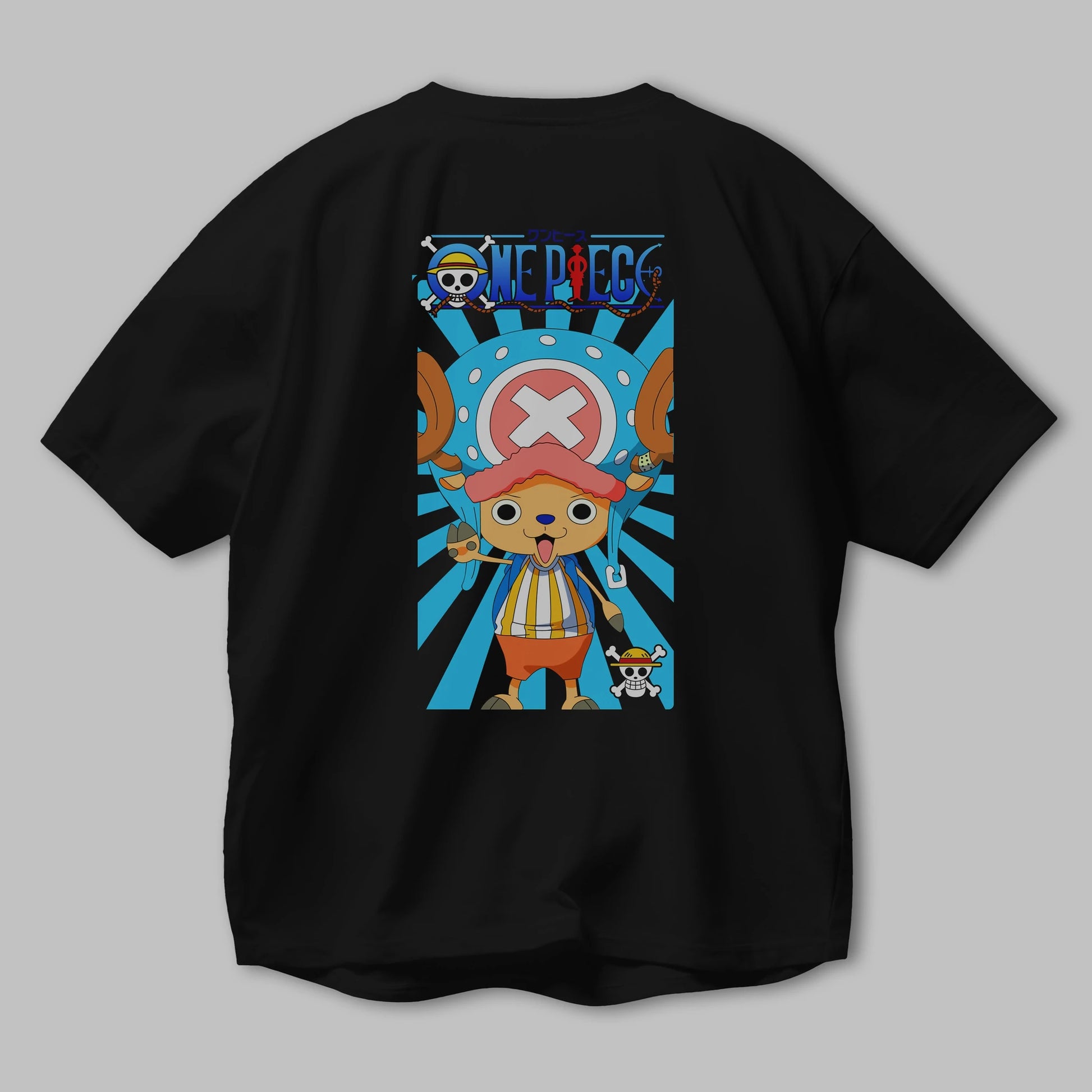 Chopper Anime Arka Baskılı Oversize t-shirt Erkek Kadın Unisex %100 pamuk tişort
