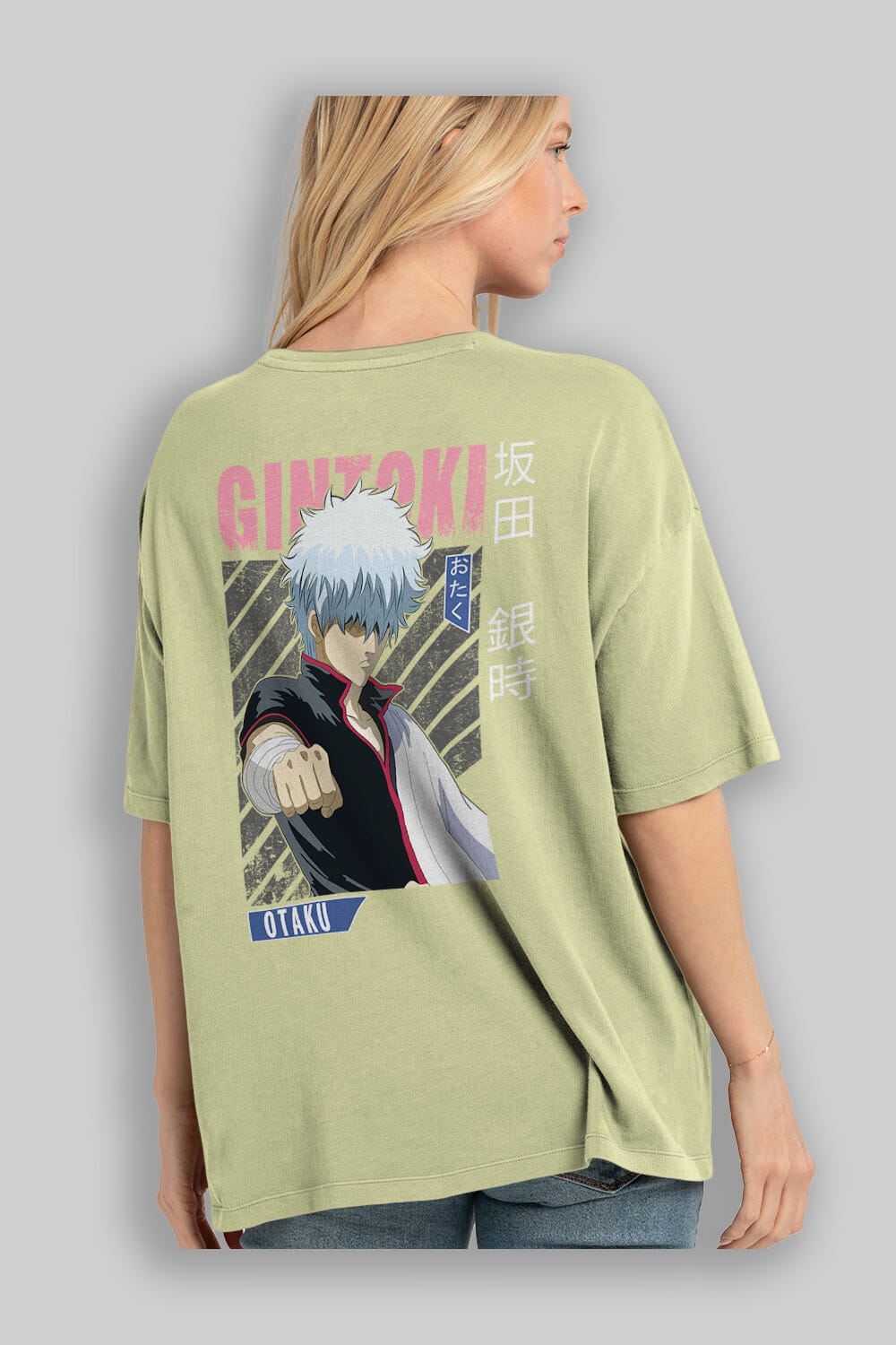 Gintoki Sakata GINTAMA 2 Anime Arka Baskılı Oversize t-shirt Erkek Kadın Unisex