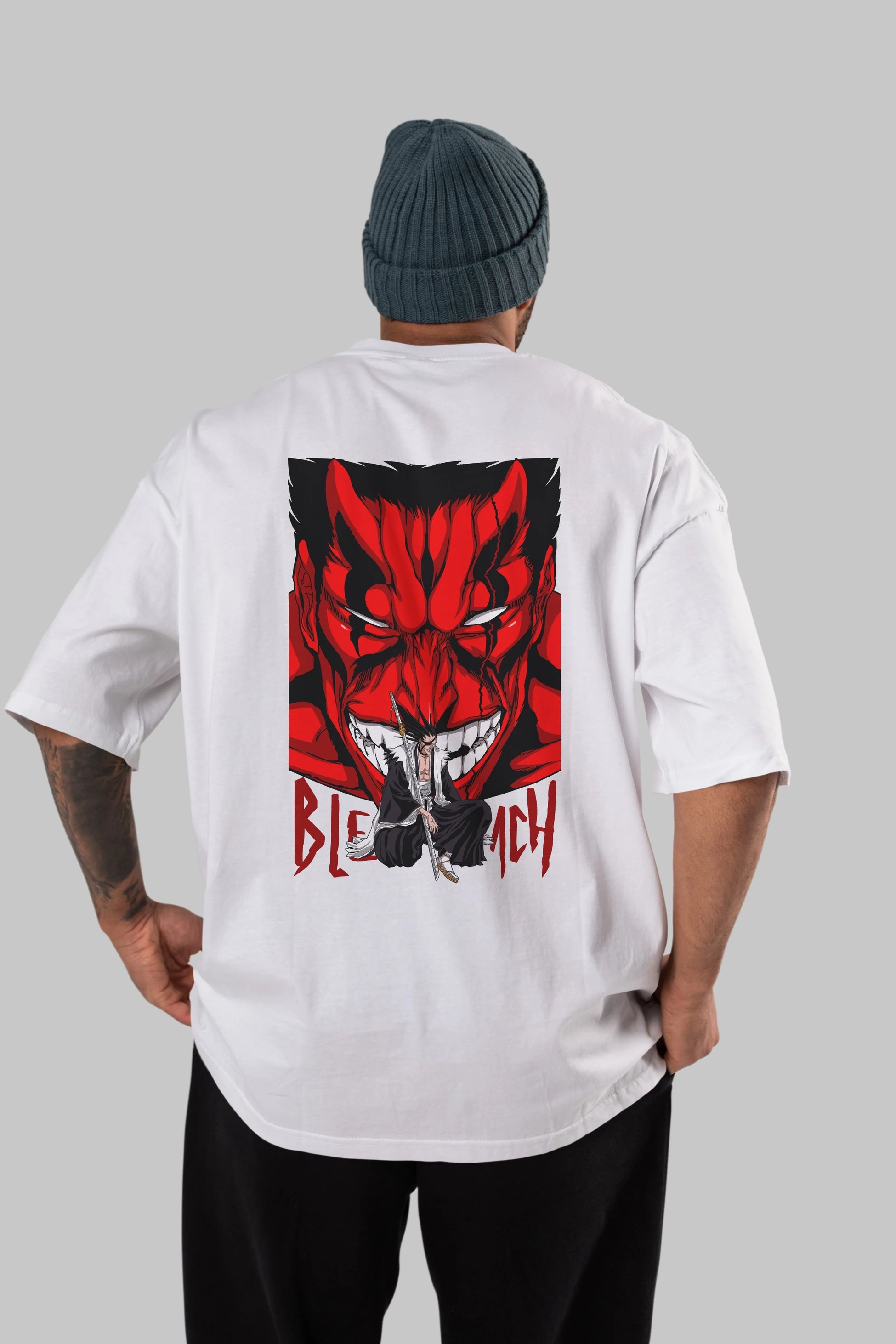 KENPACHI ZARAKI BLEACH Anime Arka Baskılı Oversize t-shirt Erkek Kadın Unisex
