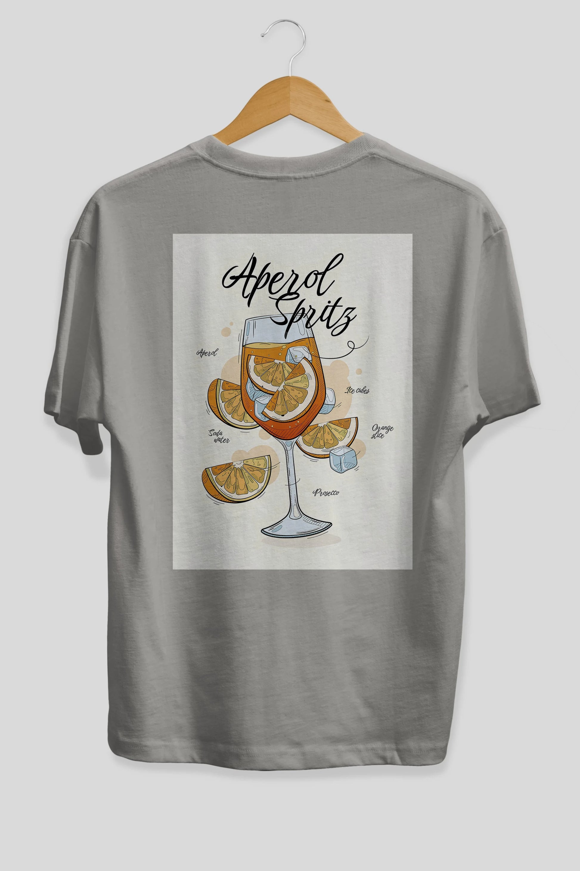 Aperol Spritz 6 Arka Baskılı Oversize t-shirt Erkek Kadın Unisex %100 Pamuk Bisiklet Yaka tişort