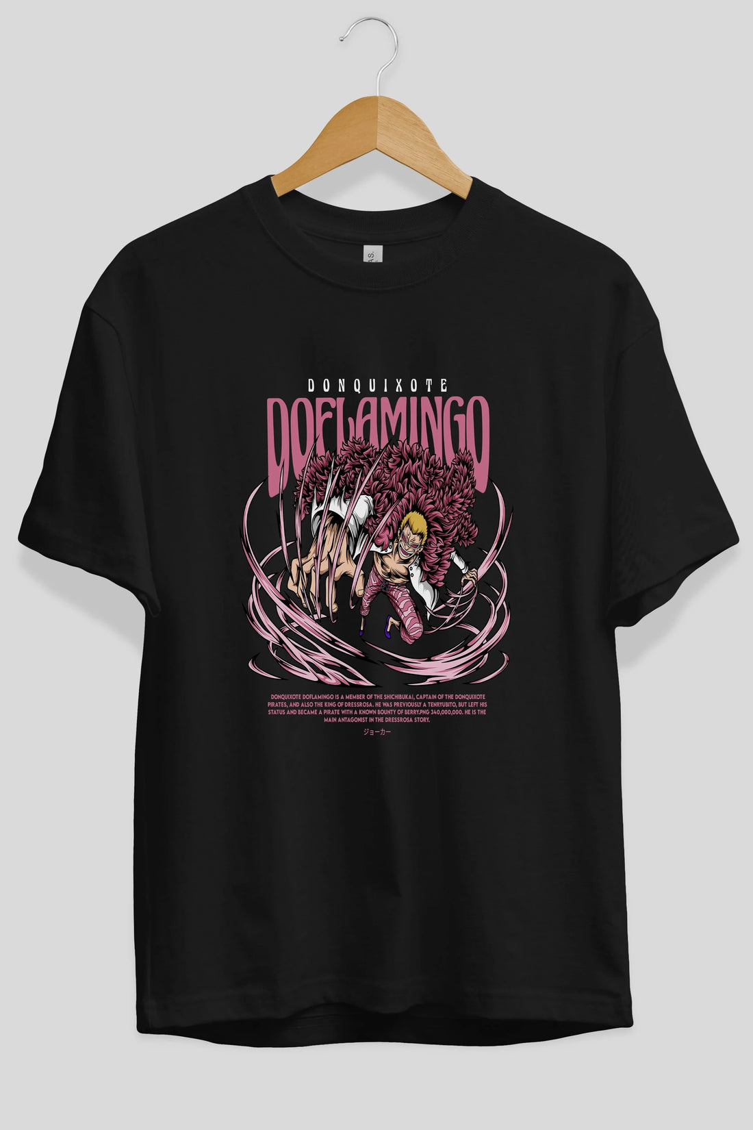 Doflamingo Anime Ön Baskılı Oversize t-shirt %100 pamuk Erkek Kadın Unisex