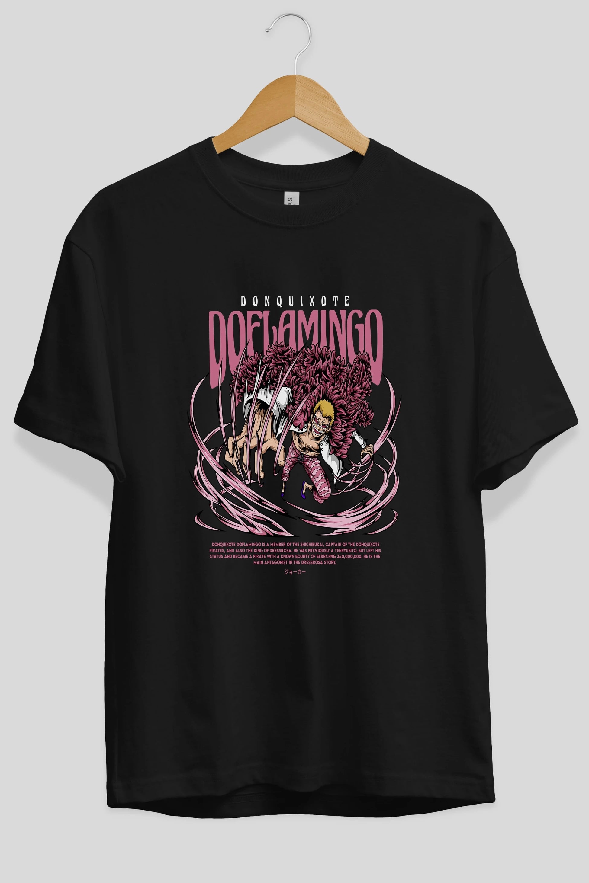 Doflamingo Anime Ön Baskılı Oversize t-shirt %100 pamuk Erkek Kadın Unisex
