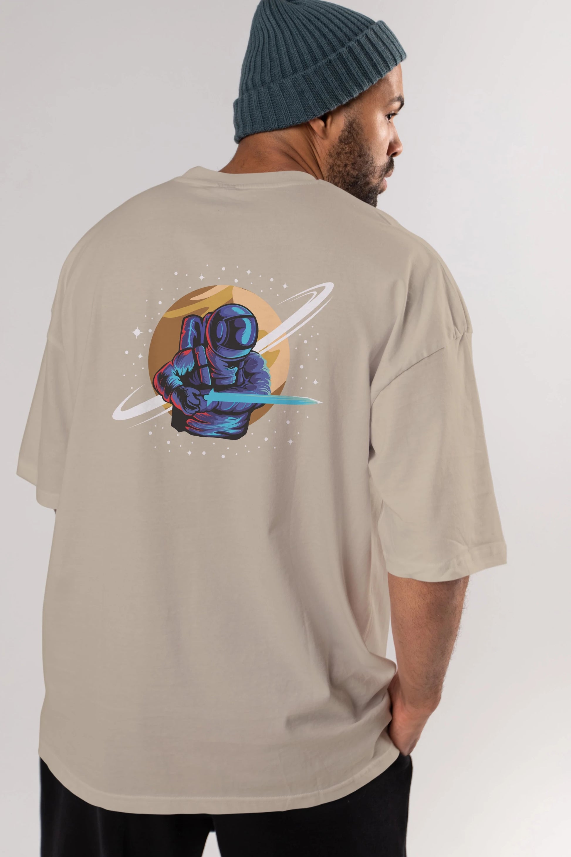 Astro Knight Arka Baskılı Oversize t-shirt Erkek Kadın Unisex