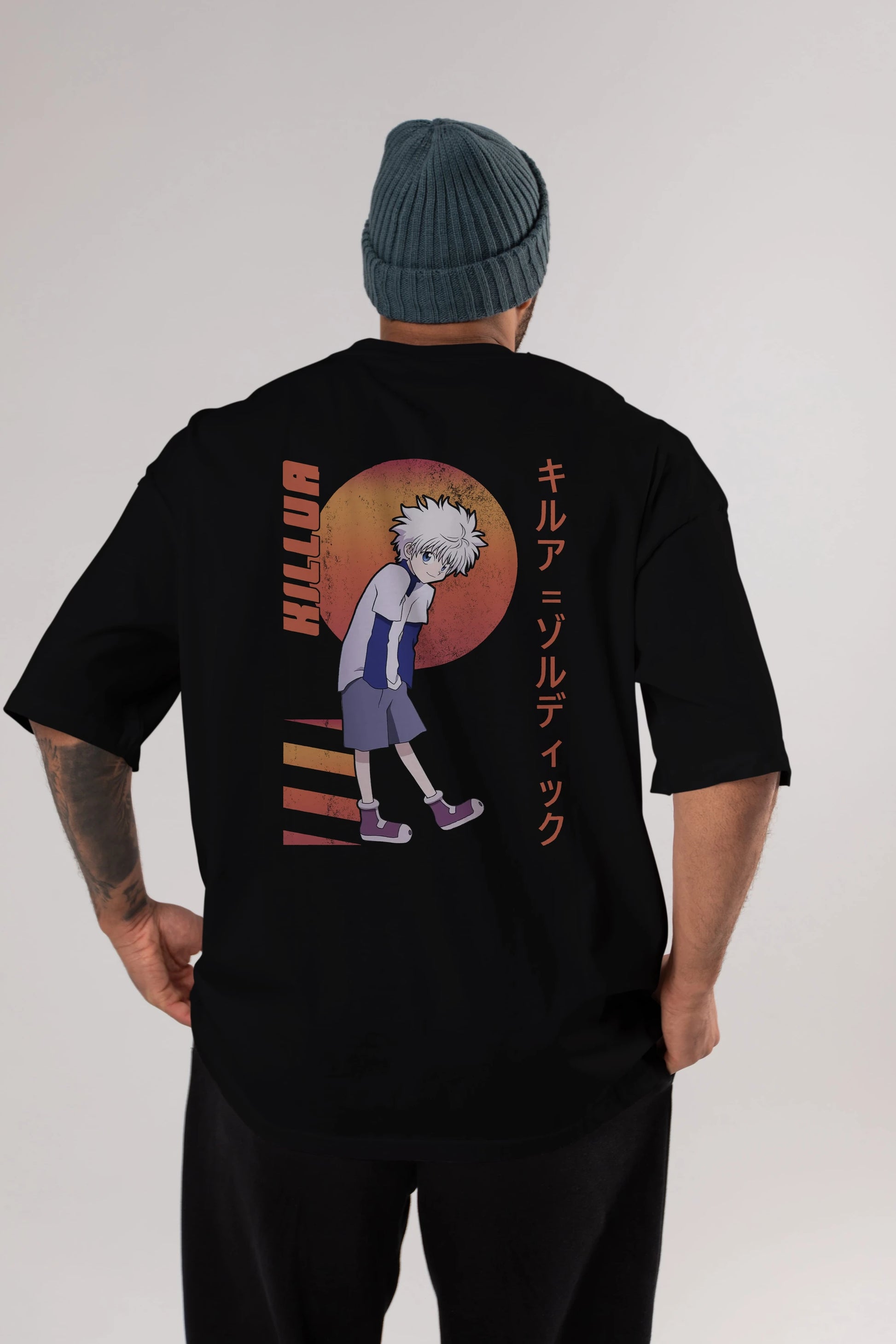 Killua Zoldyck 5 2 Anime Arka Baskılı Oversize t-shirt Erkek Kadın Unisex