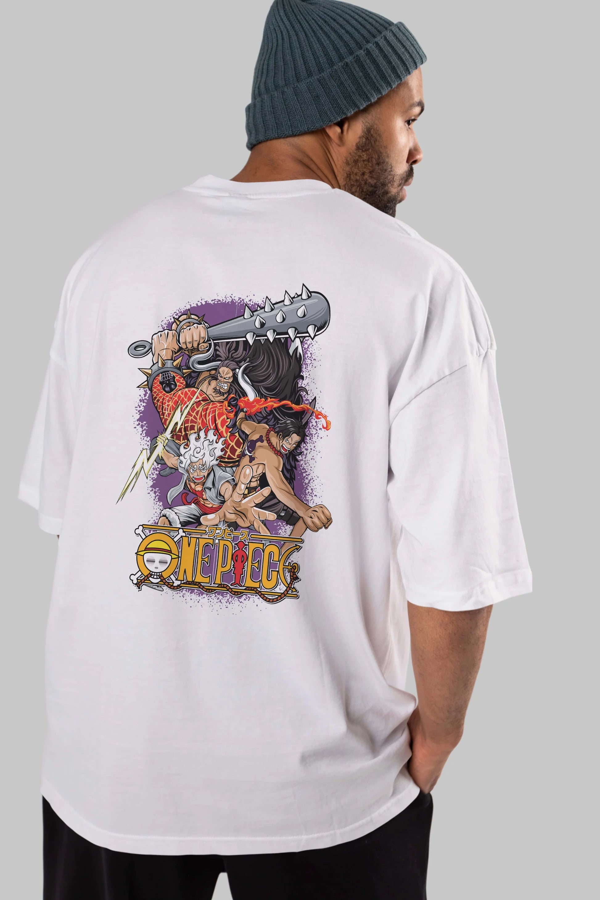 ONE PIECE (6) Anime Arka Baskılı Oversize t-shirt Erkek Kadın Unisex