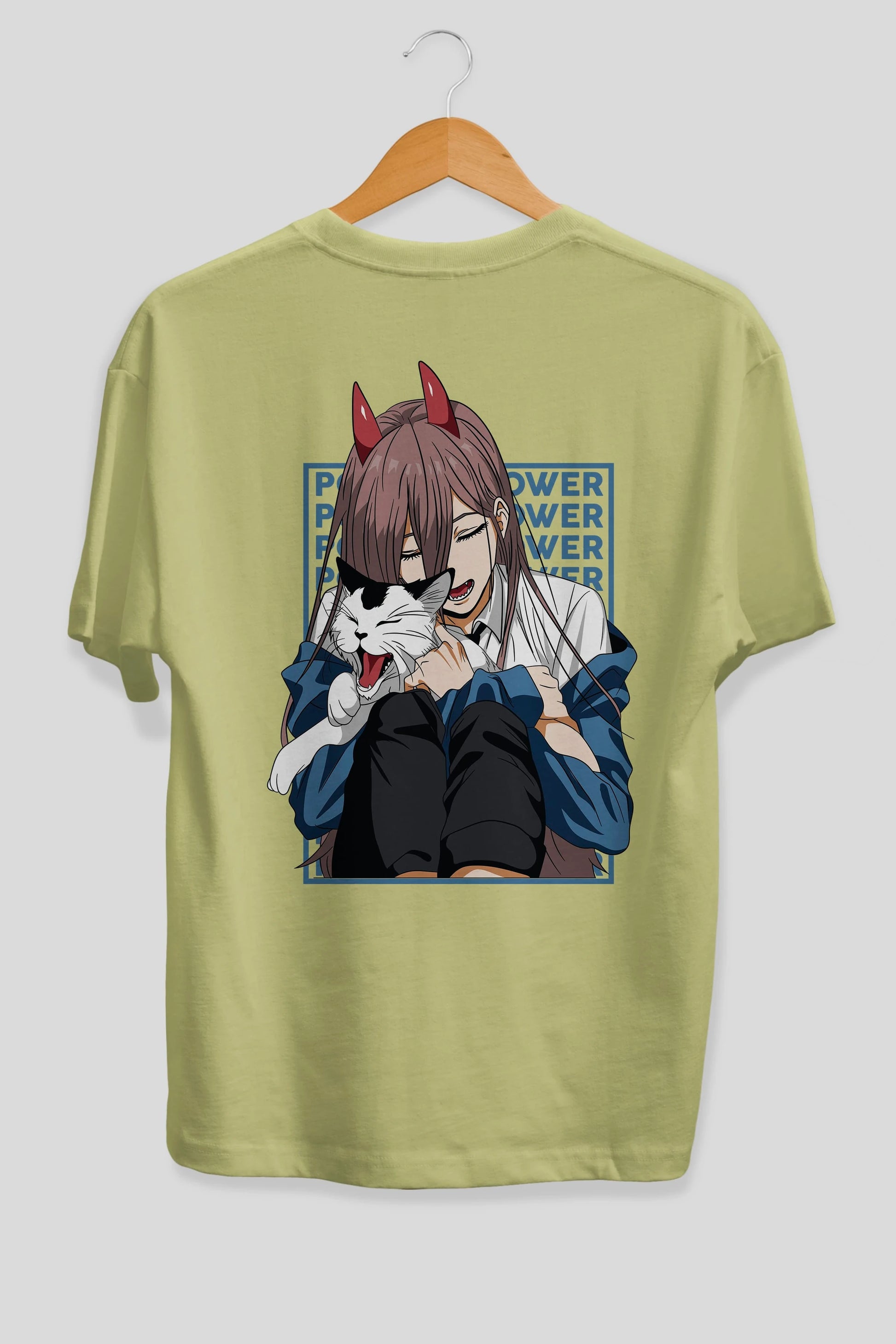 POWER CHAINSAWMAN Anime Arka Baskılı Oversize t-shirt Erkek Kadın Unisex
