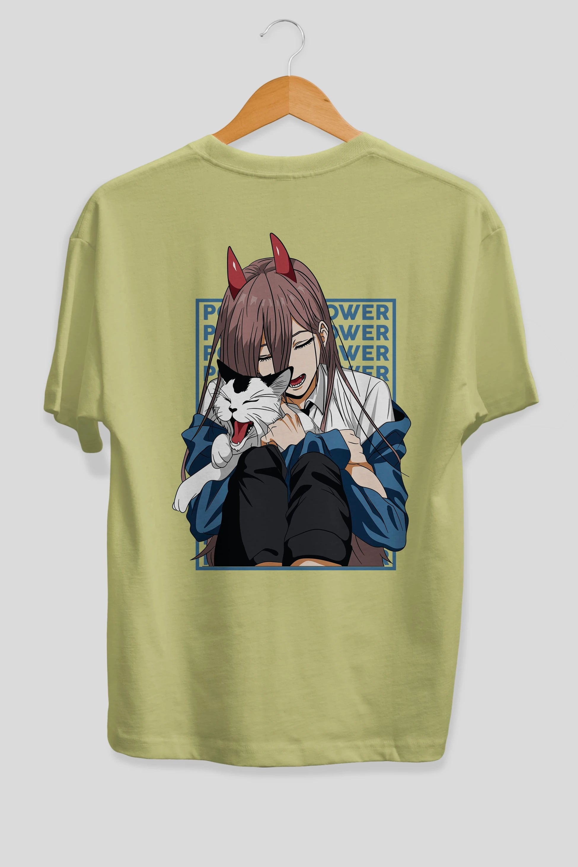 POWER CHAINSAWMAN Anime Arka Baskılı Oversize t-shirt Erkek Kadın Unisex