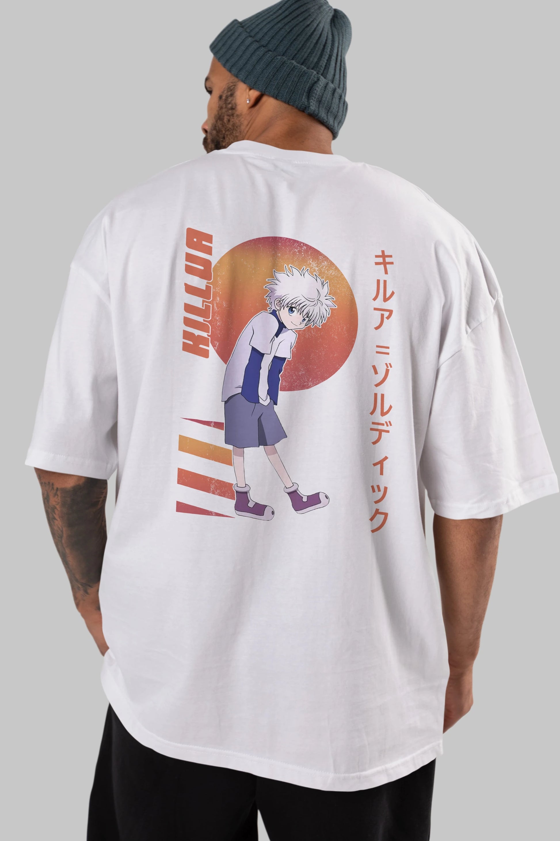 Killua Zoldyck 5 2 Anime Arka Baskılı Oversize t-shirt Erkek Kadın Unisex