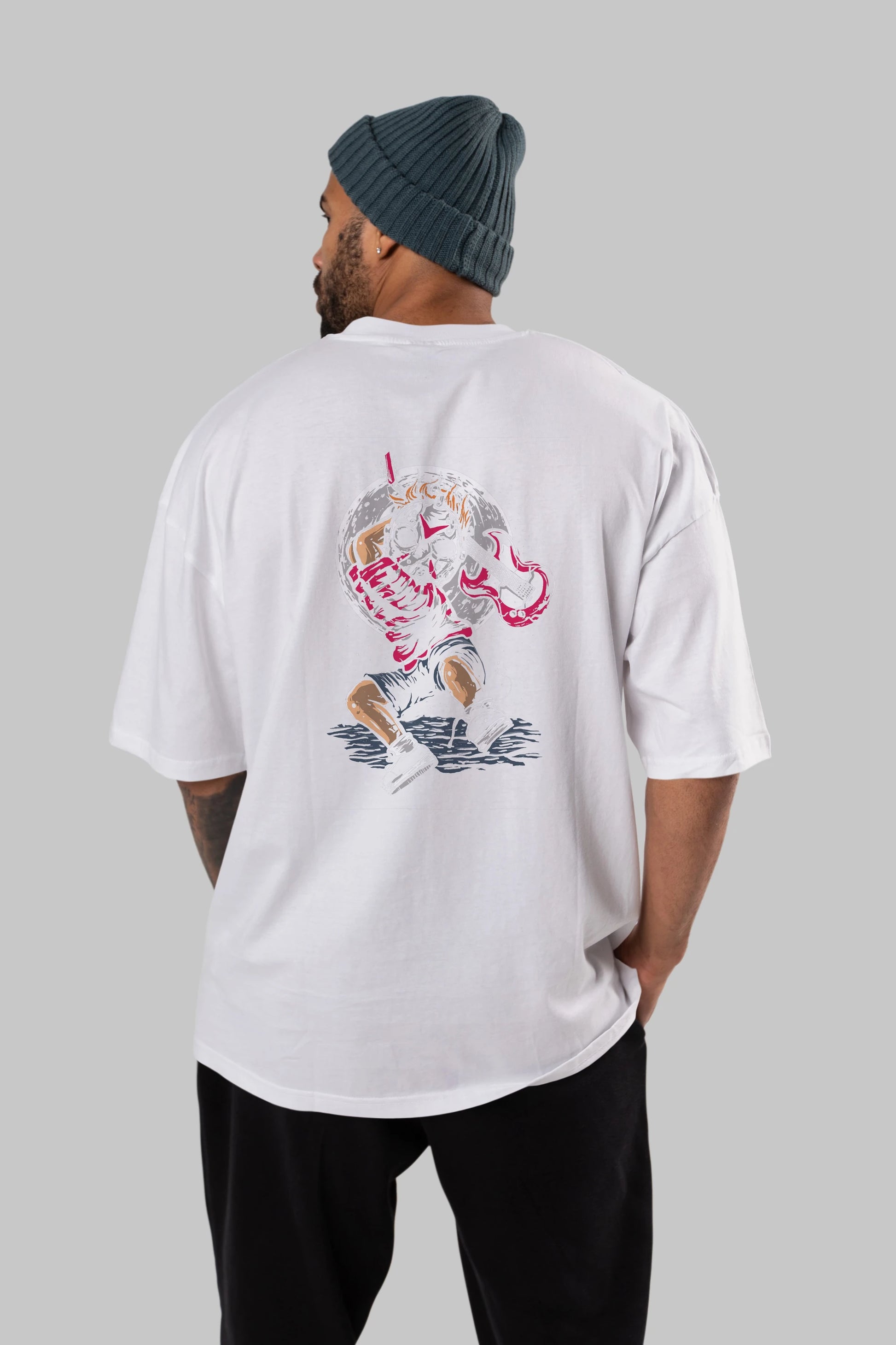 Break The Noise Arka Baskılı Oversize t-shirt Erkek Kadın Unisex %100 Pamuk