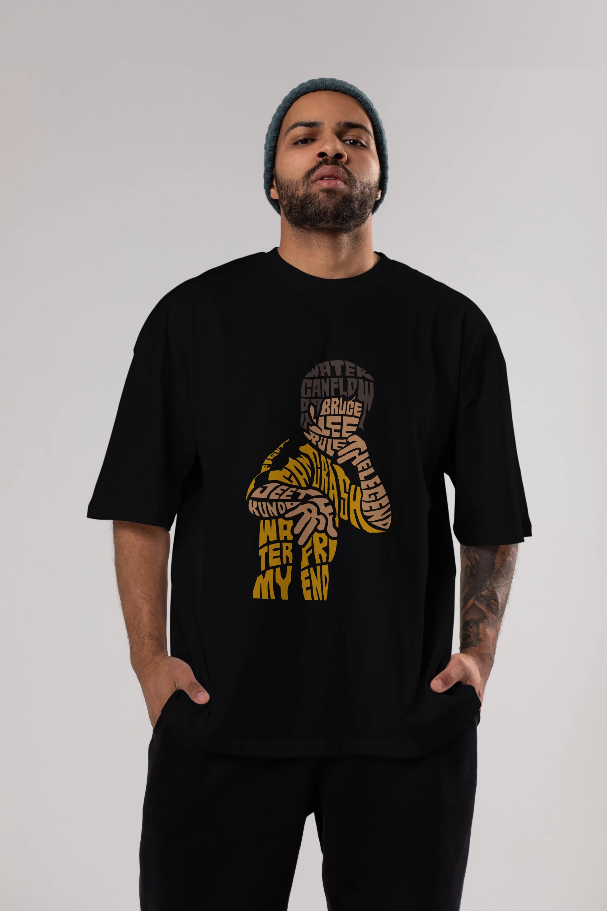 Bruce Lee Ön Baskılı Oversize t-shirt %100 pamuk Erkek Kadın Unisex