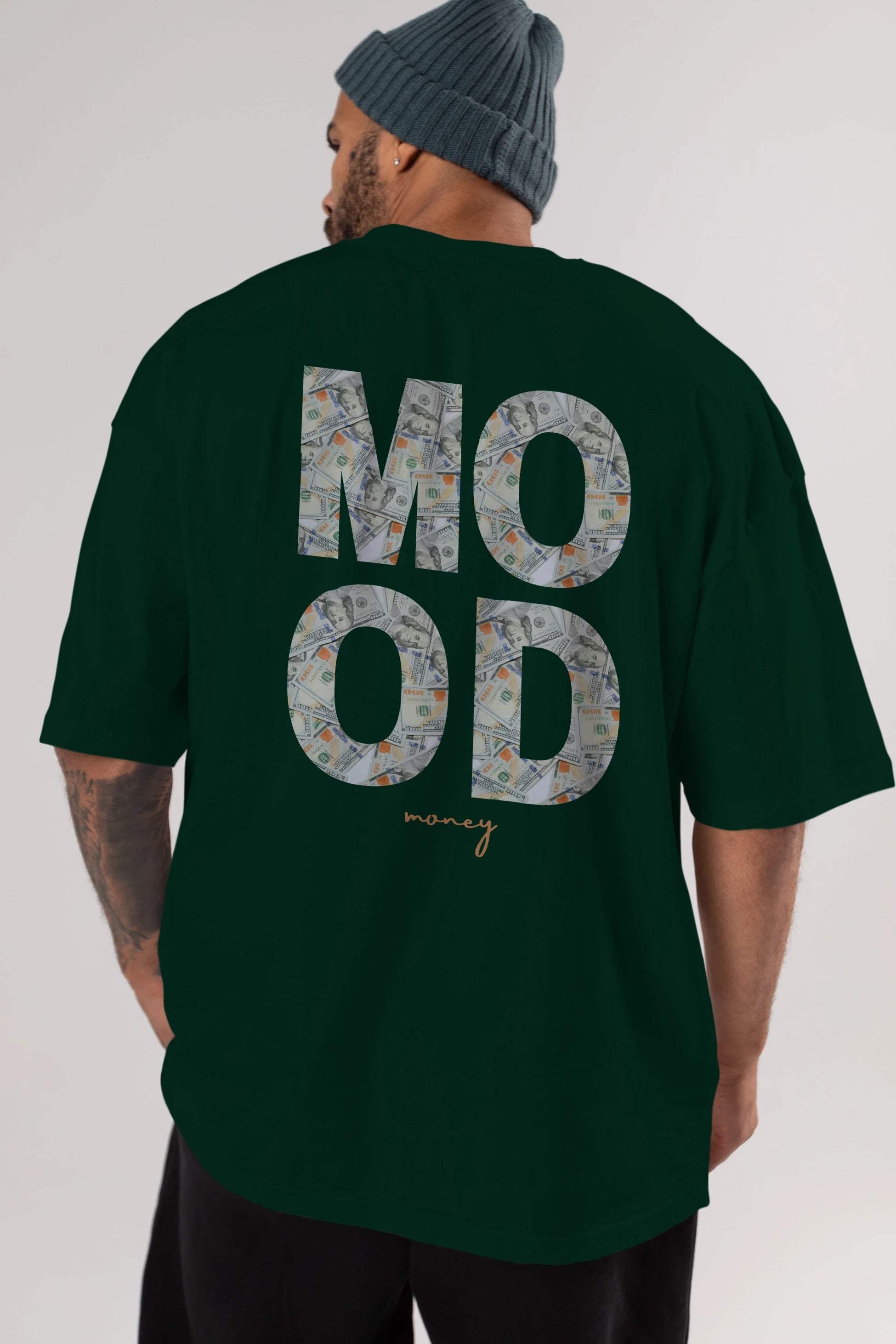 Mood Money Yazılı Arka Baskılı Oversize t-shirt Erkek Kadın Unisex