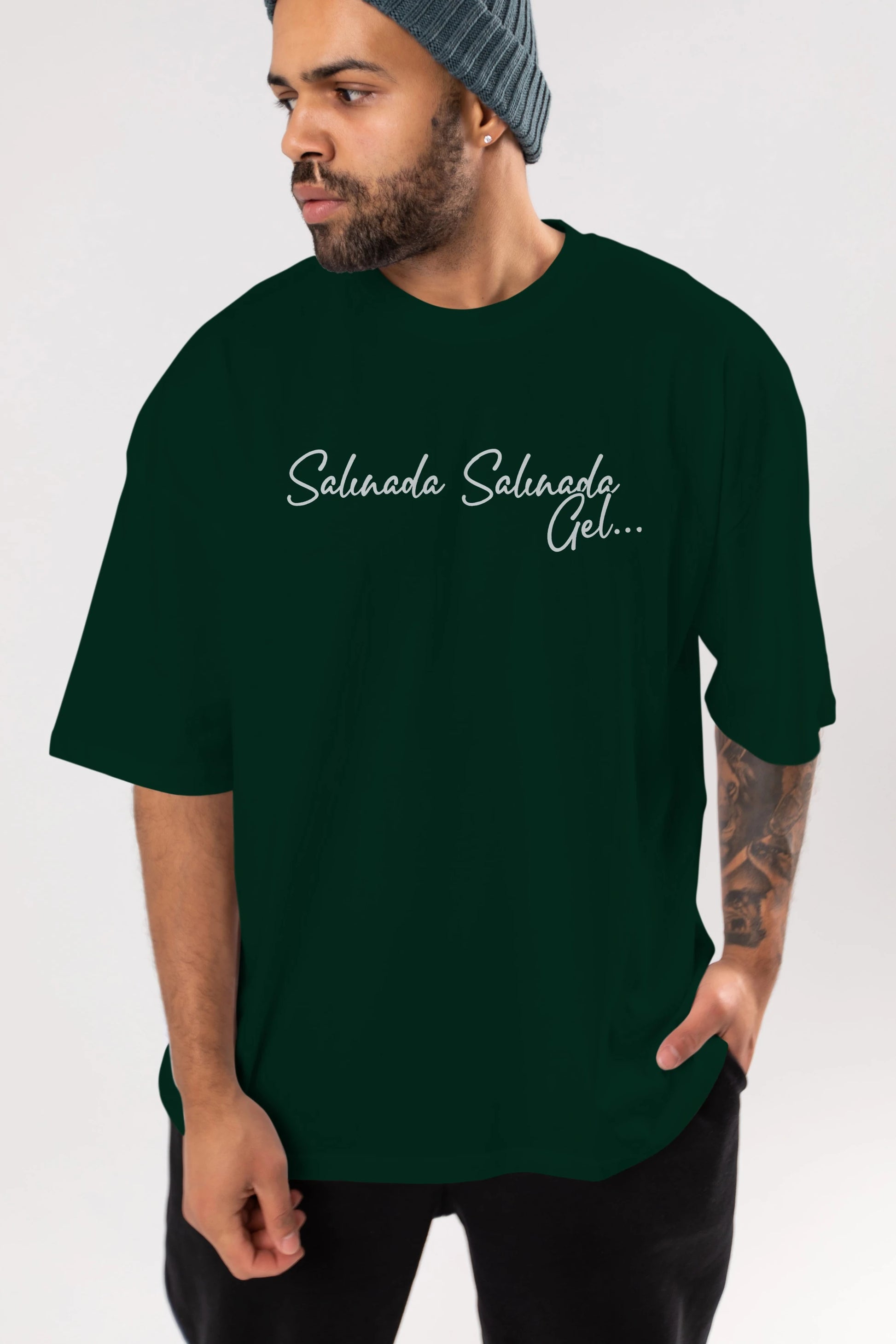 Salınada Salına Gel Ön Baskılı Oversize t-shirt %100 pamuk Erkek Kadın Unisex