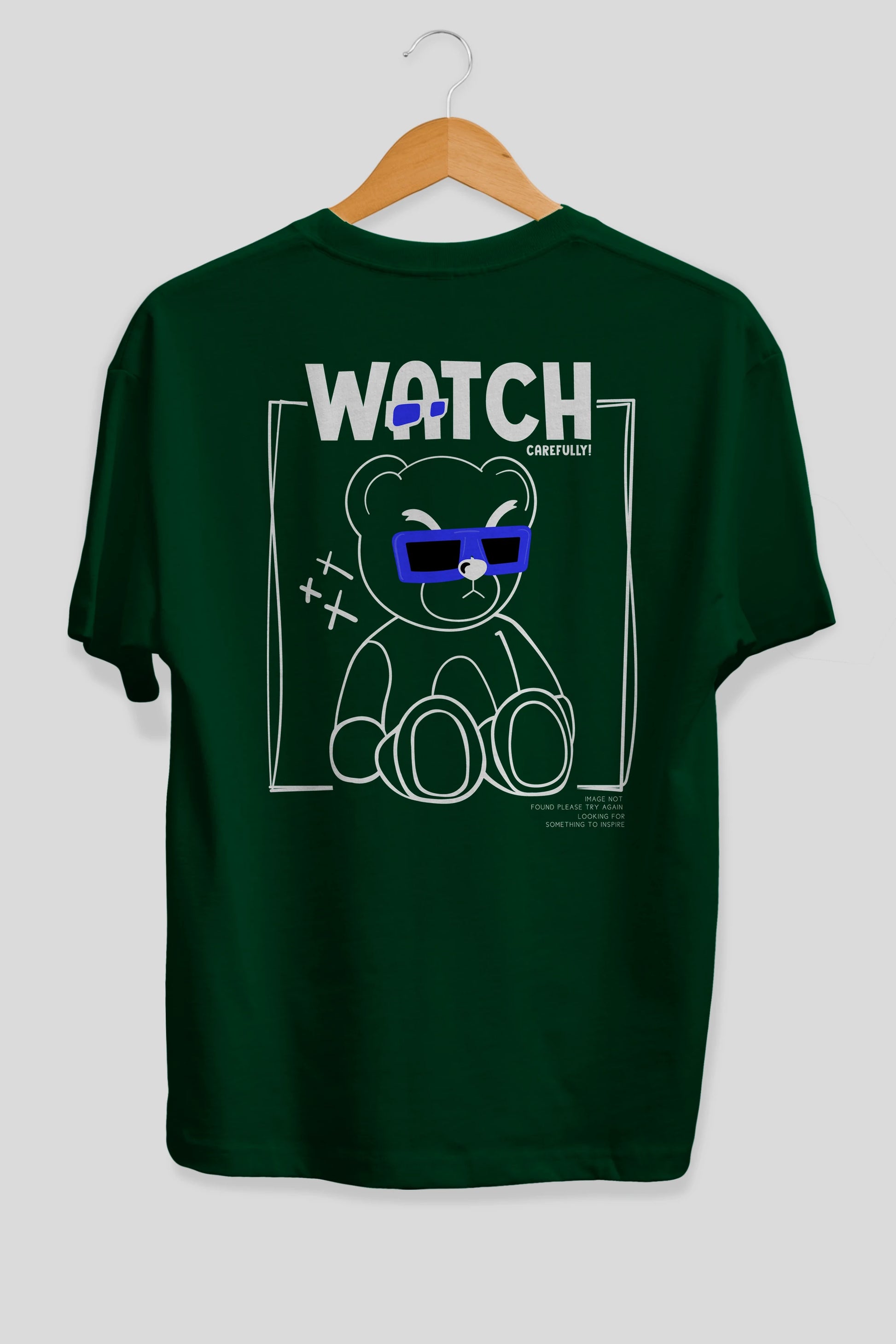 Watch Carefully Bear Arka Baskılı Oversize t-shirt Erkek Kadın Unisex