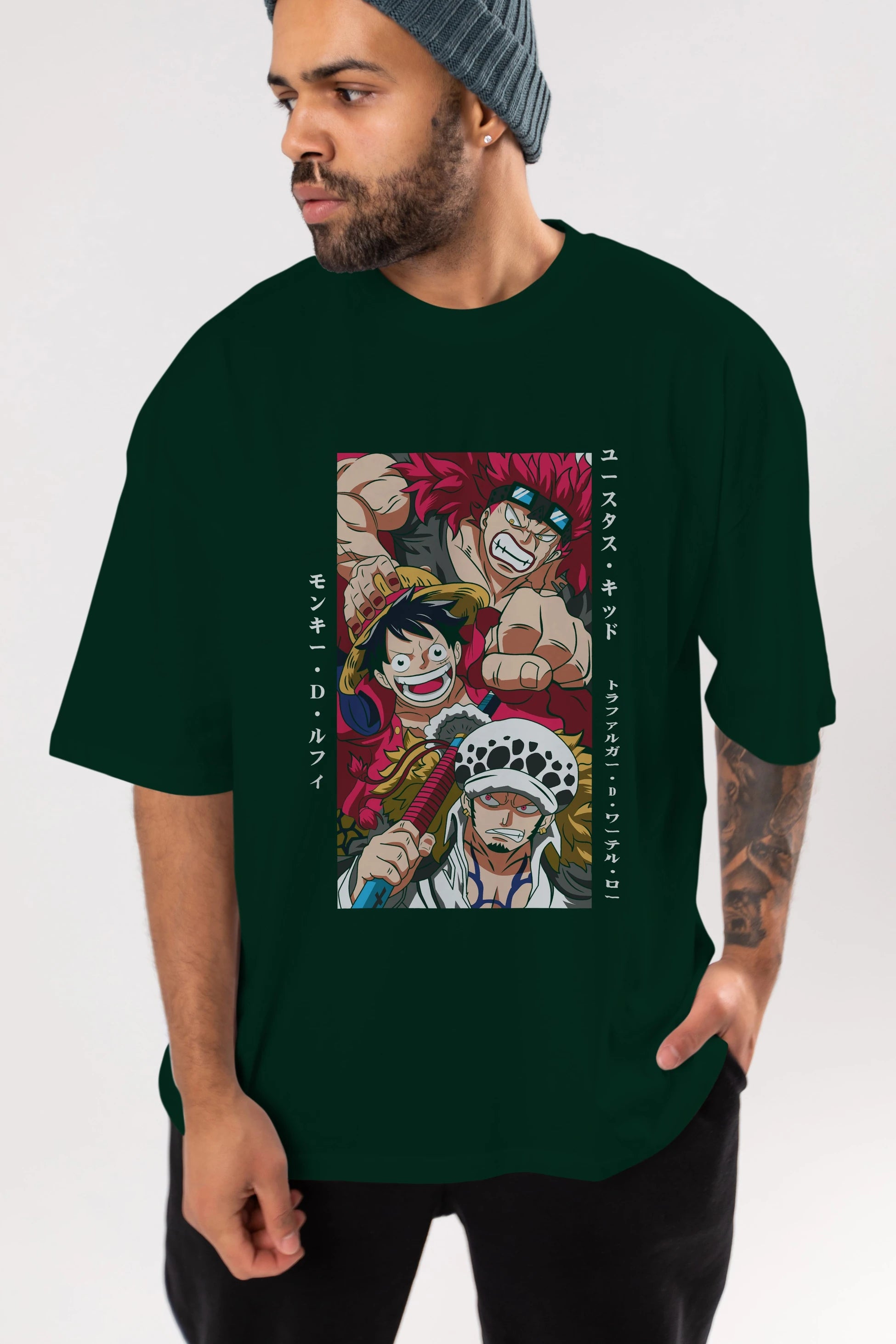 SUPER NOVAS one piece Anime Ön Baskılı Oversize t-shirt %100 pamuk Erkek Kadın Unisex